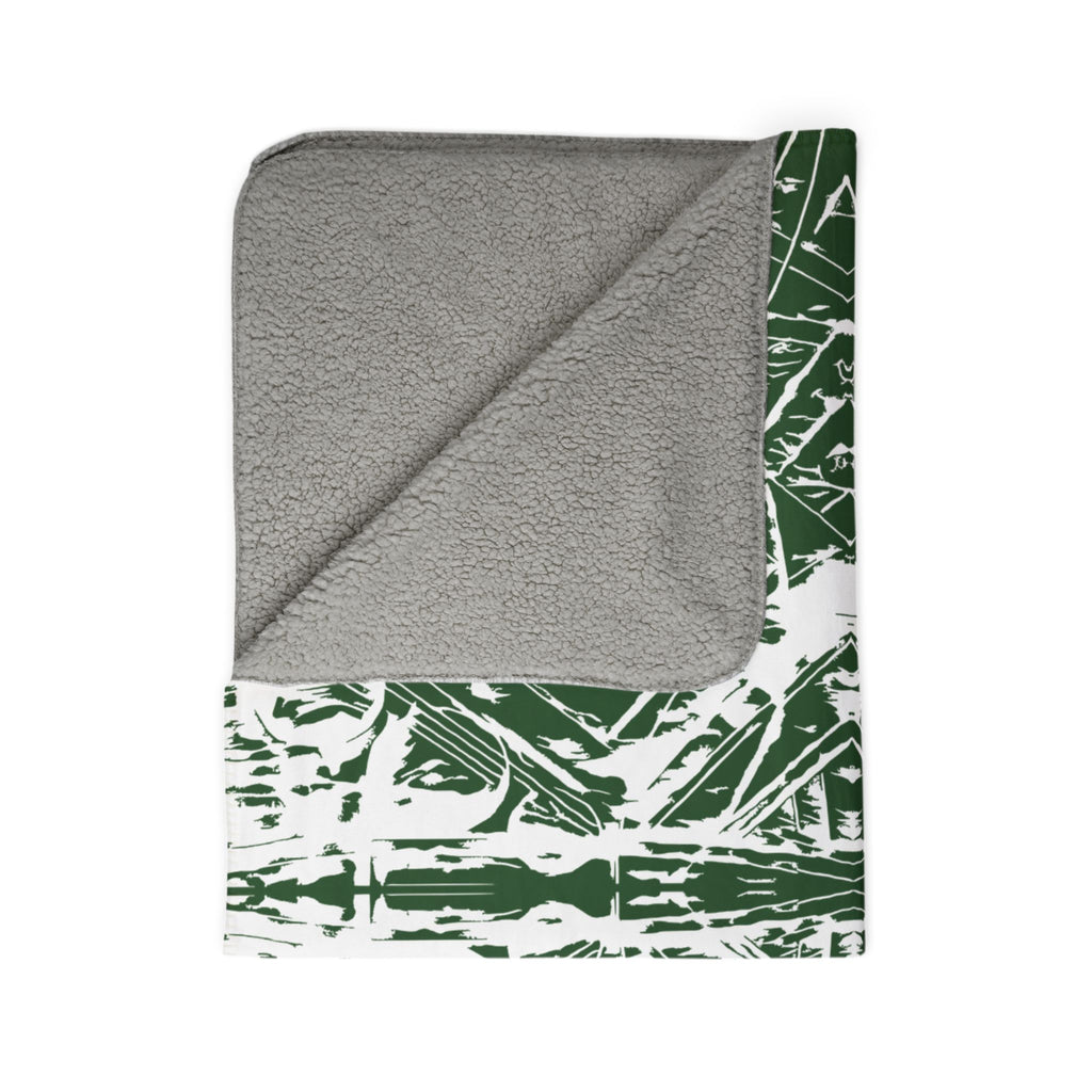 Love (White, Mirror, Dark Green Background) Fleece Sherpa Blanket