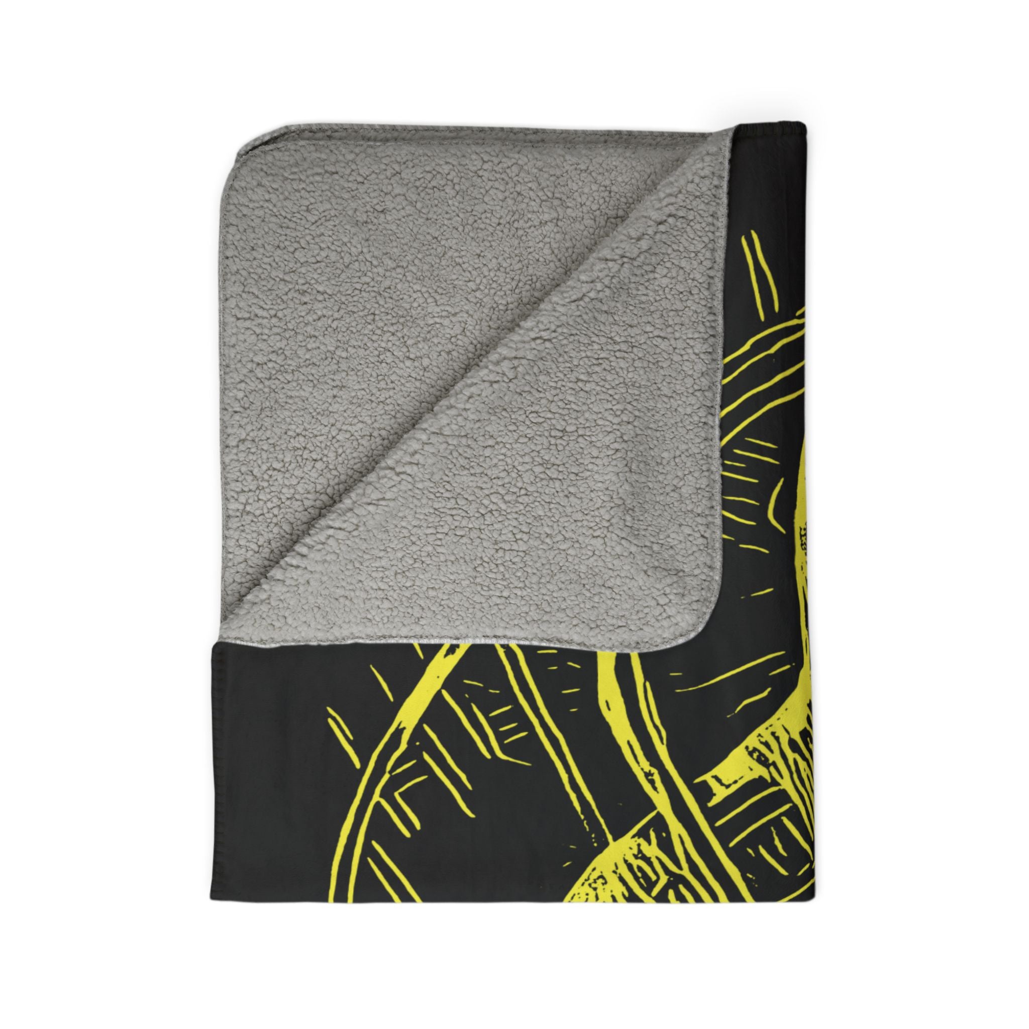 Jelly Jam (Yellow, Black Background) Fleece Sherpa Blanket