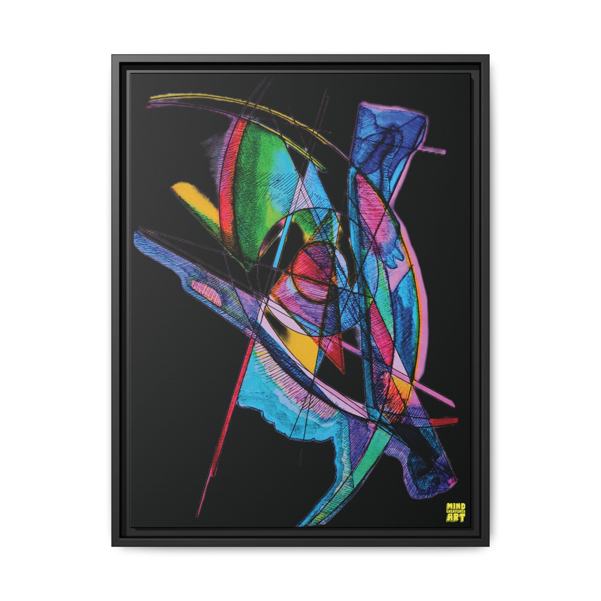 Watching (Black Background) Matte Canvas, Framed