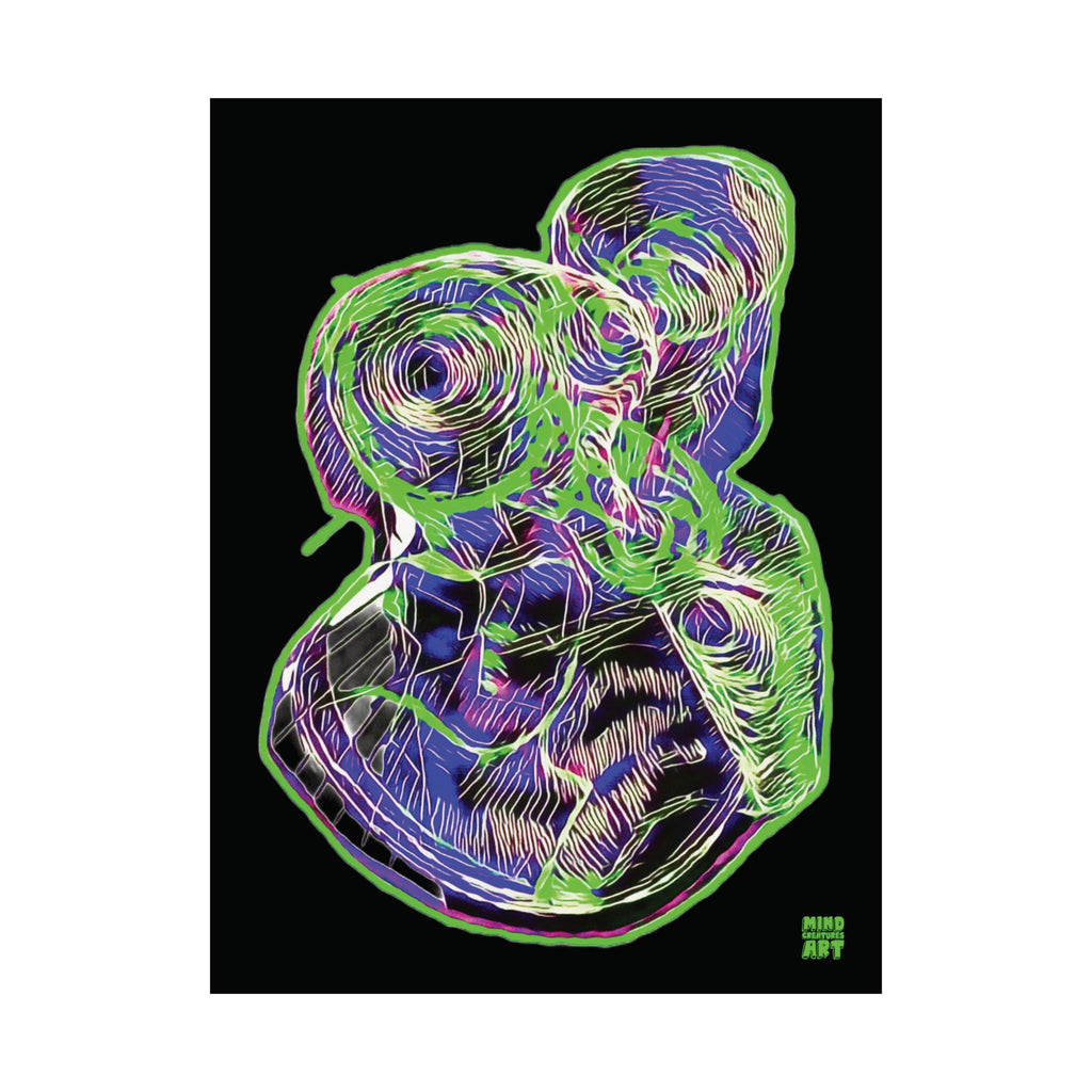 Curiosity (Electric Green, Black Background) Matte Poster
