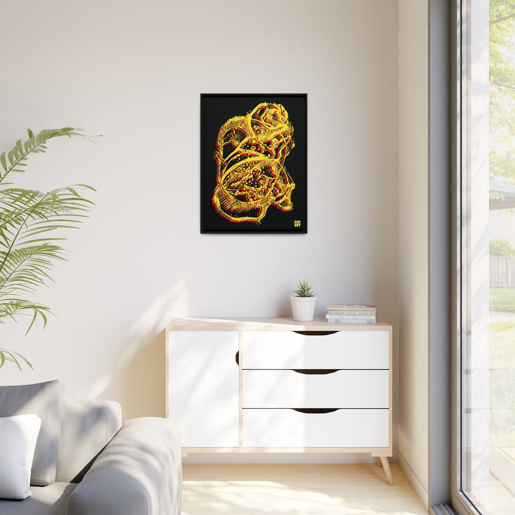 Exploration (Blur, Red & Yellow, Black Background) Matte Canvas, Framed