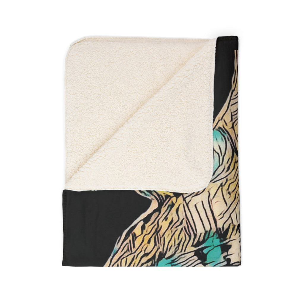 Hypnagogic (Gold, Black Background) Fleece Sherpa Blanket