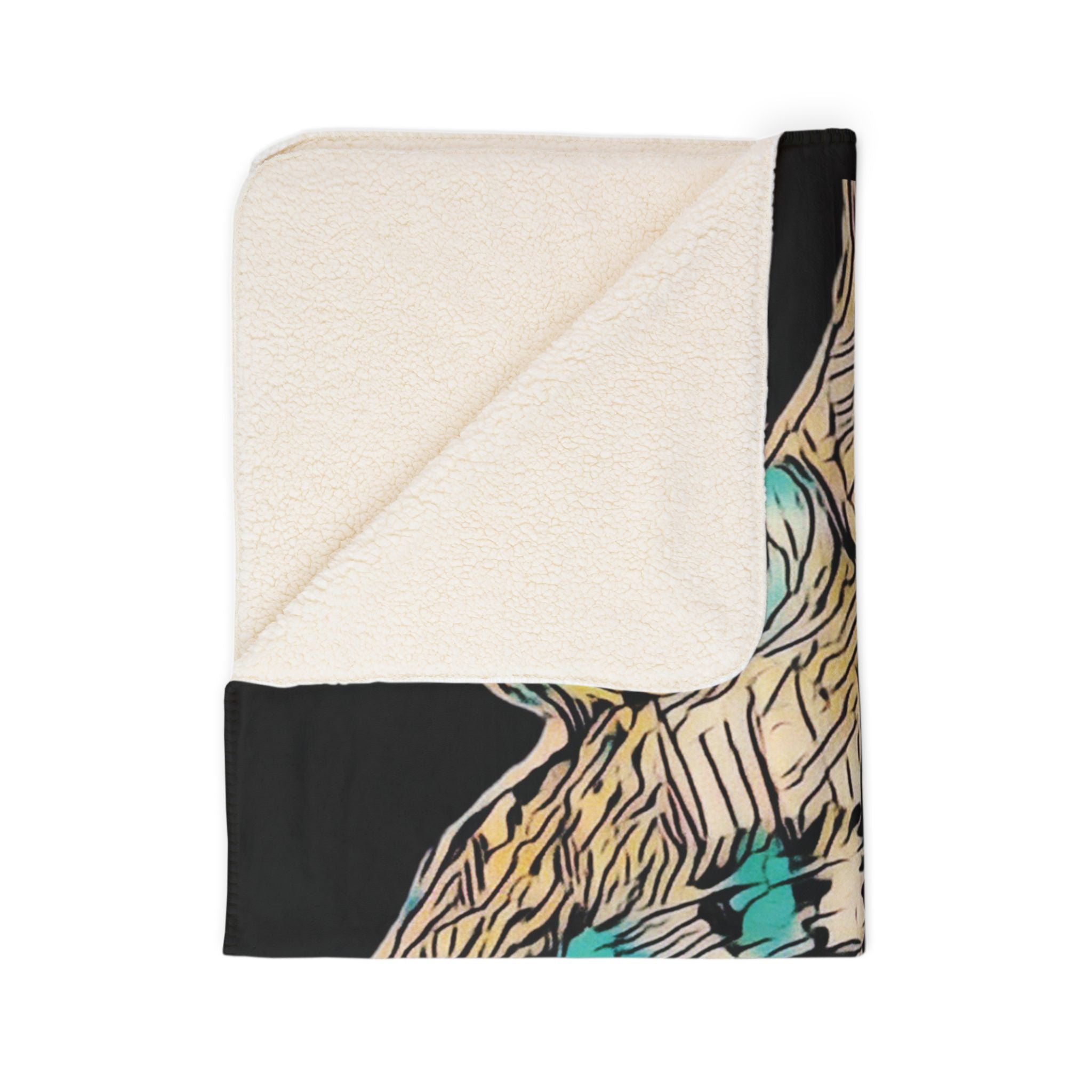 Hypnagogic (Gold, Black Background) Fleece Sherpa Blanket