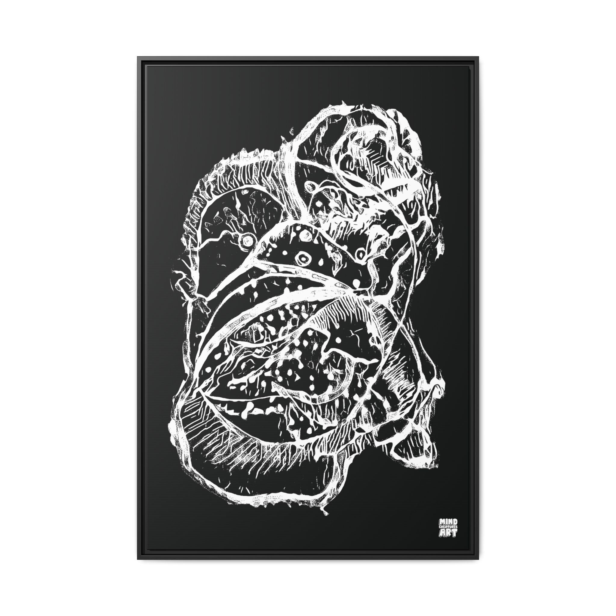 Exploration (White, Black Background) Matte Canvas, Framed
