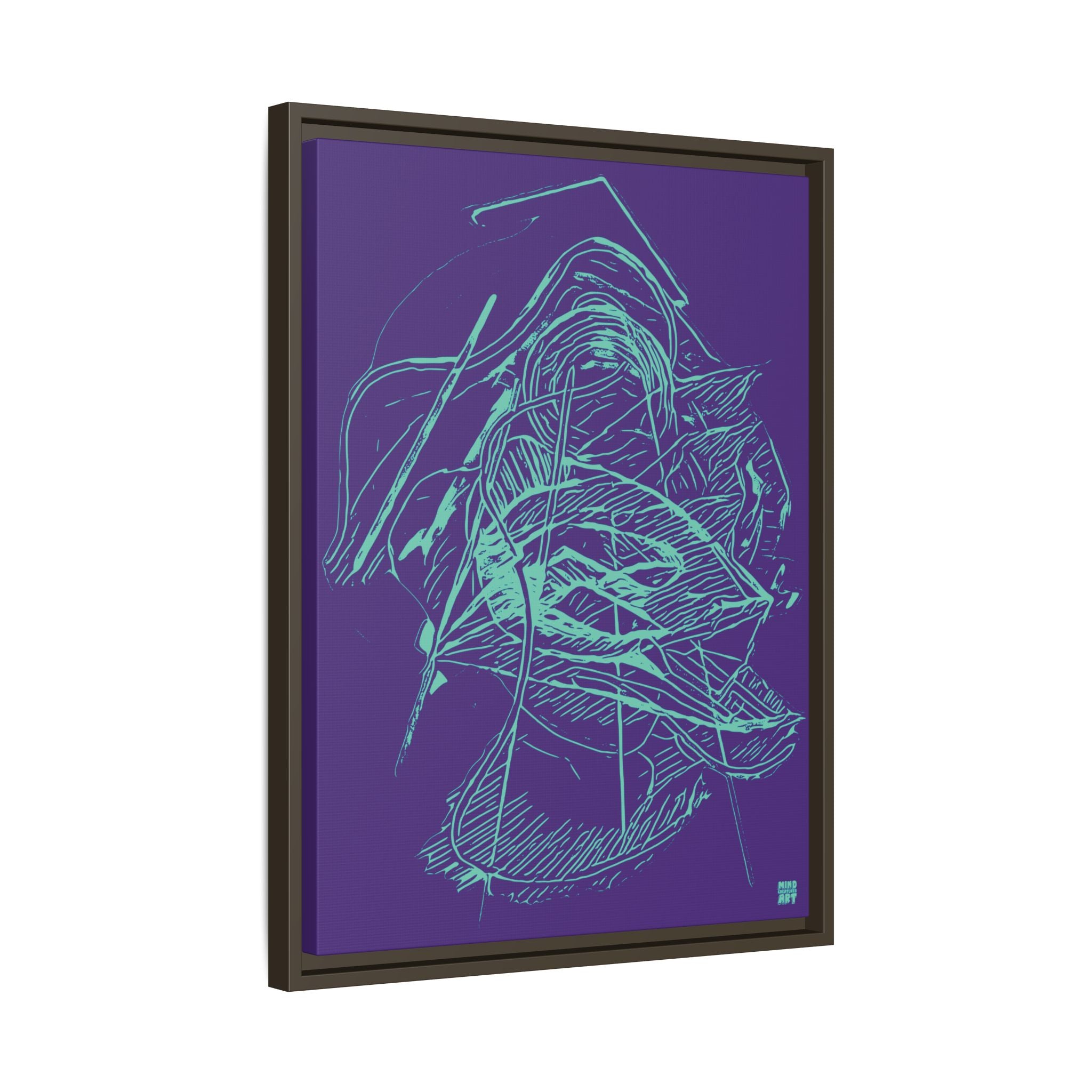 Dive Reflex (Teal, Purple Background) Matte Canvas, Framed