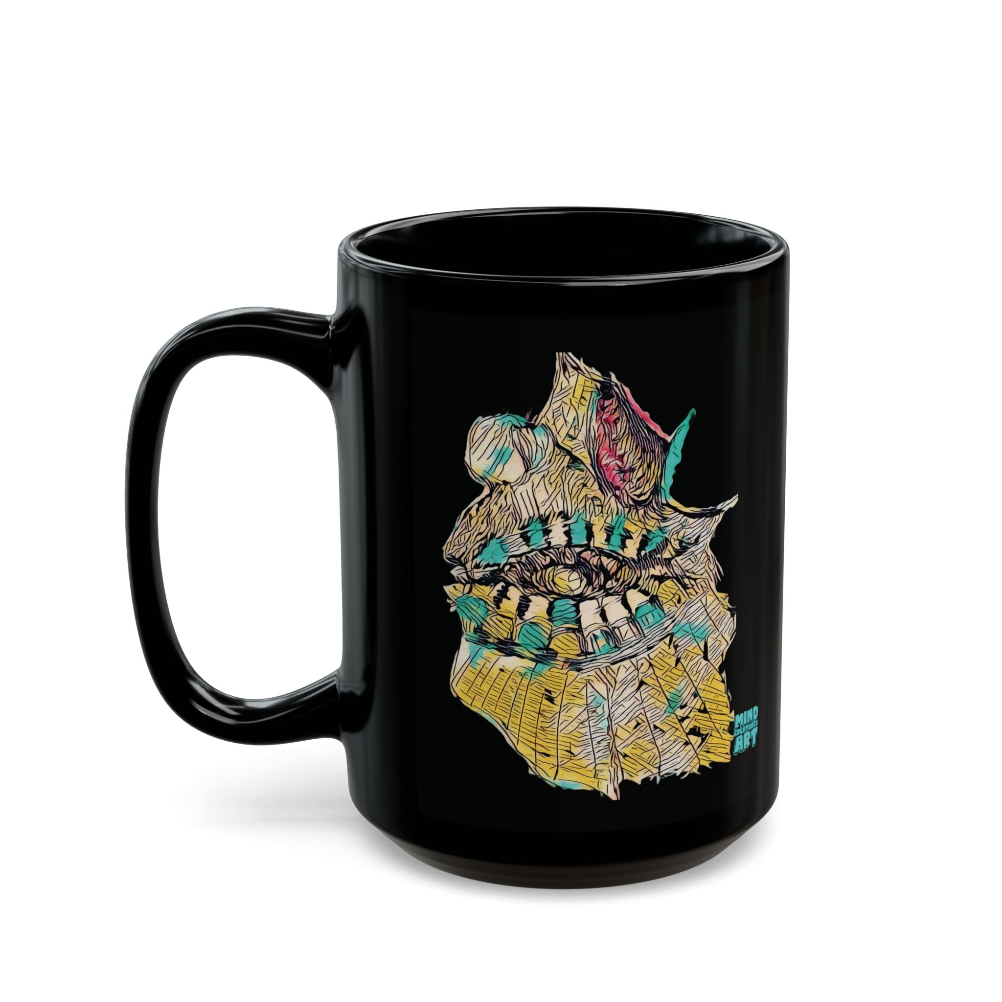 Hypnagogic (Gold) Black Ceramic Mug (11oz, 15oz)