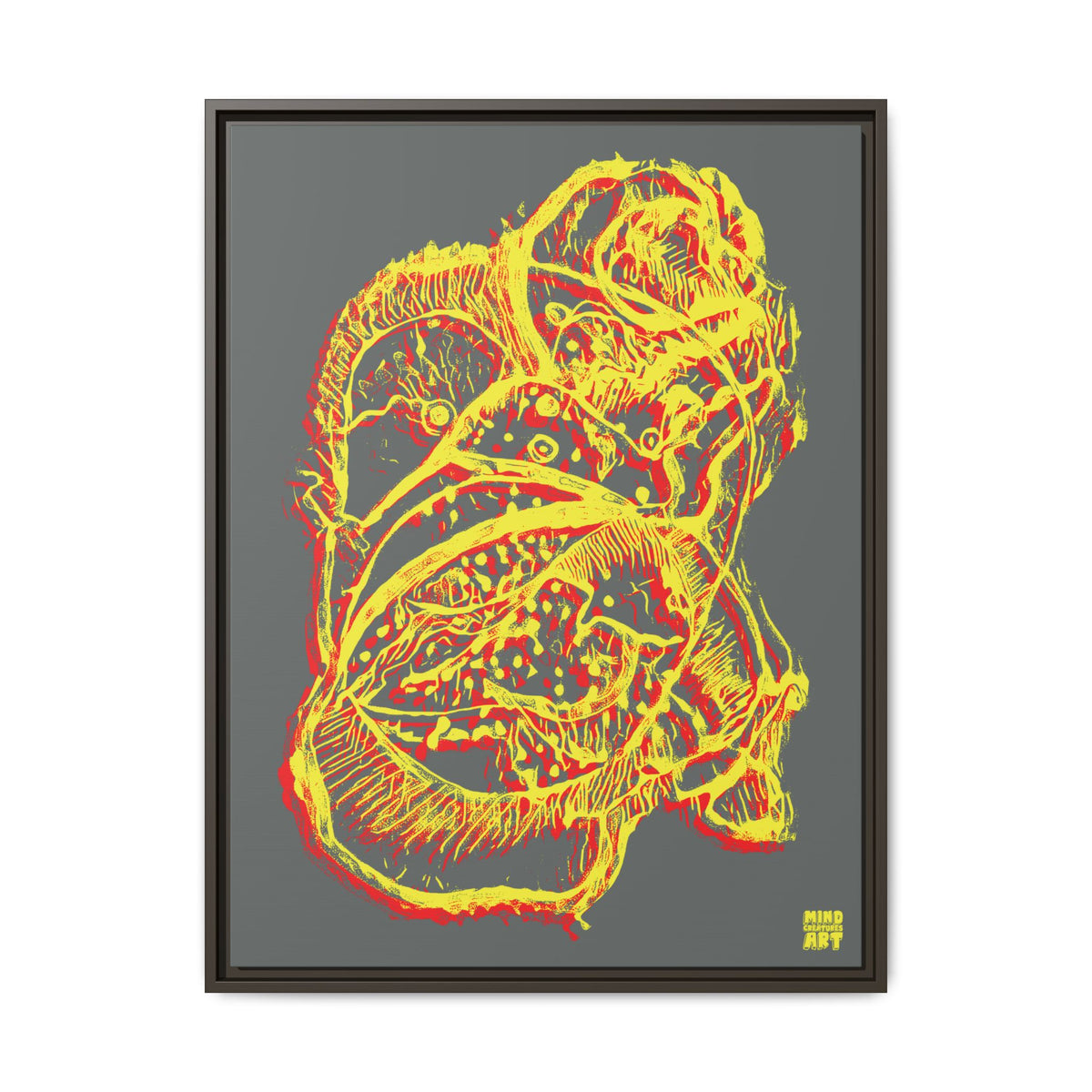 Exploration (Blur, Red & Yellow, Dark Gray Background) Matte Canvas, Framed