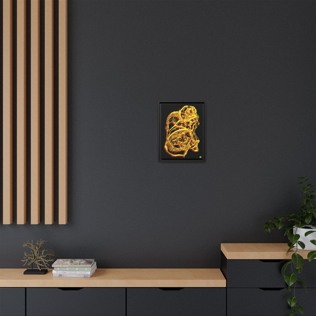 Exploration (Blur, Red & Yellow, Black Background) Matte Canvas, Framed