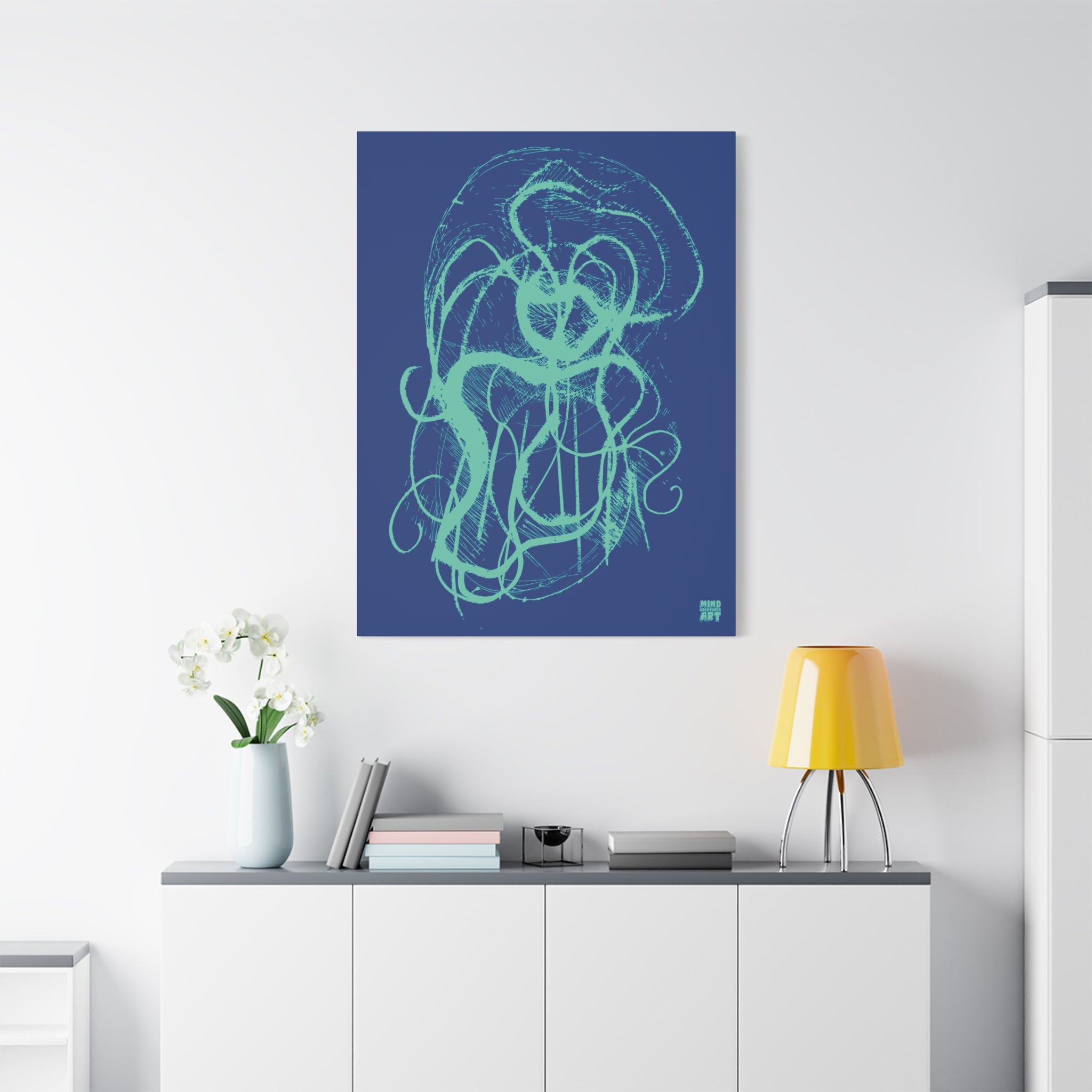 Davy Jones (Teal, Dark Blue Background) Matte Canvas, Stretched, 1.25"