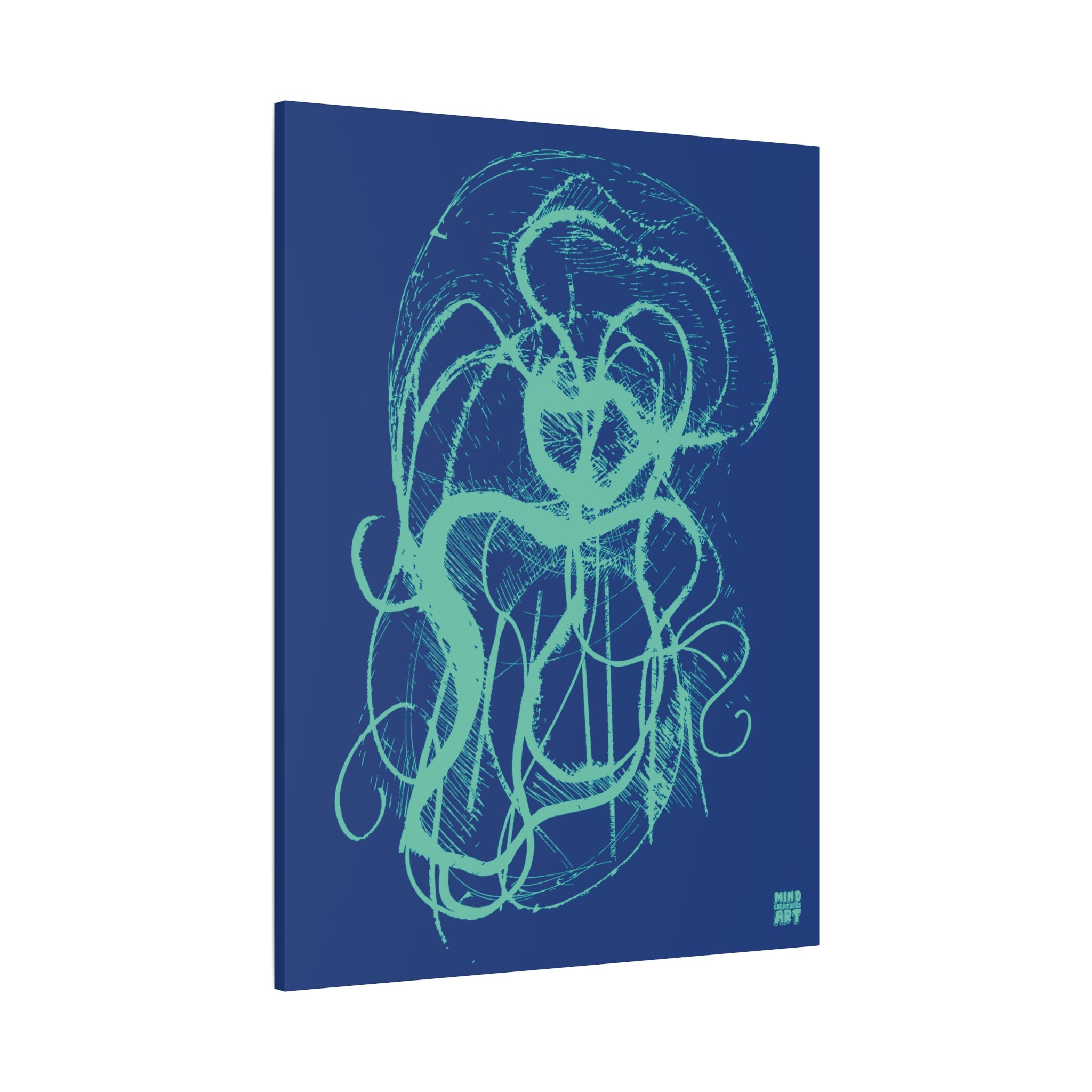 Davy Jones (Teal, Dark Blue Background) Matte Canvas, Stretched, 1.25"