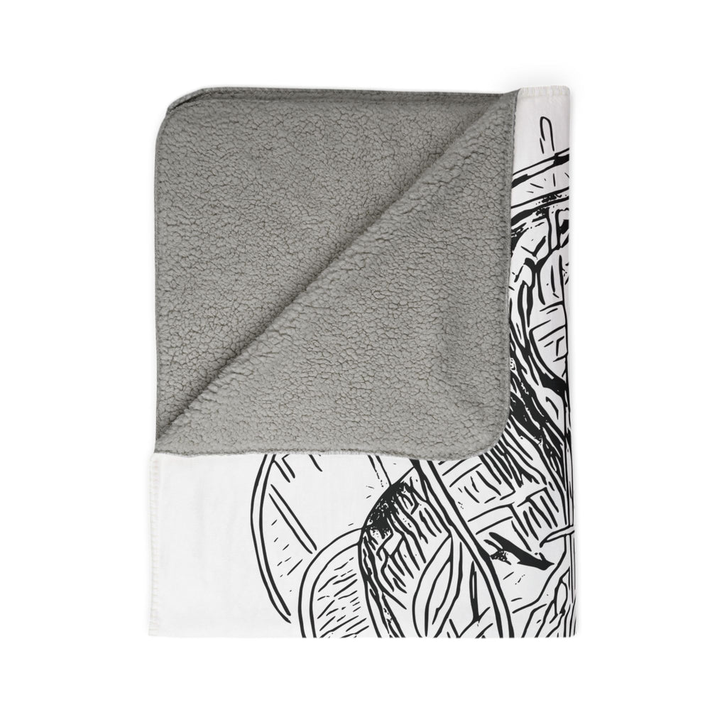 Jelly Jam (Black, White Background) Fleece Sherpa Blanket