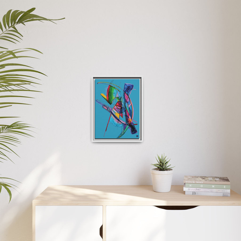 Watching (Turquoise Background) Matte Canvas, Framed