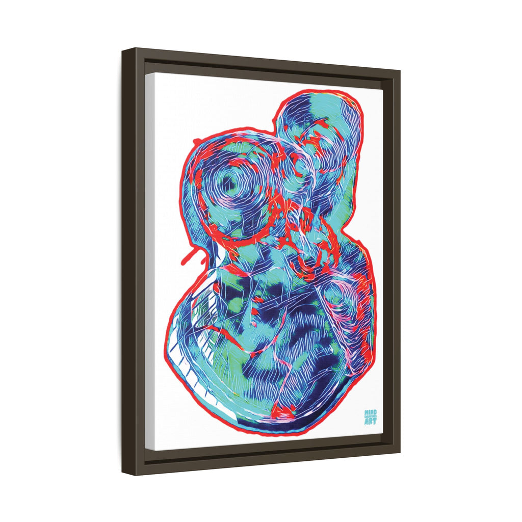 Curiosity (Red & Teal, White Background) Matte Canvas, Framed