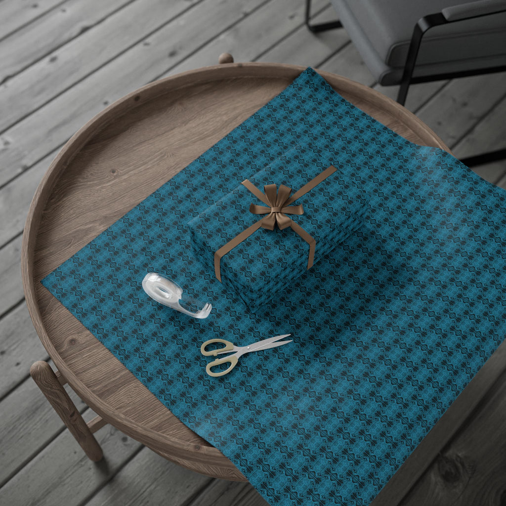 Love (Black, Turquoise Background) Heavy Wrapping Paper