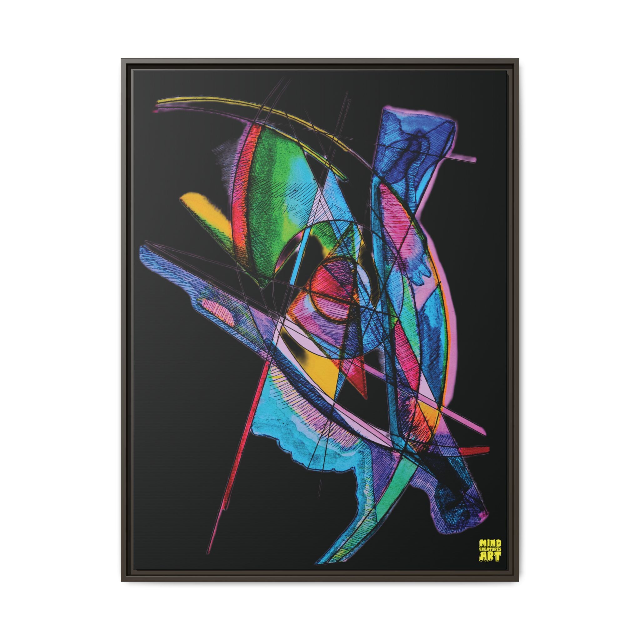 Watching (Black Background) Matte Canvas, Framed