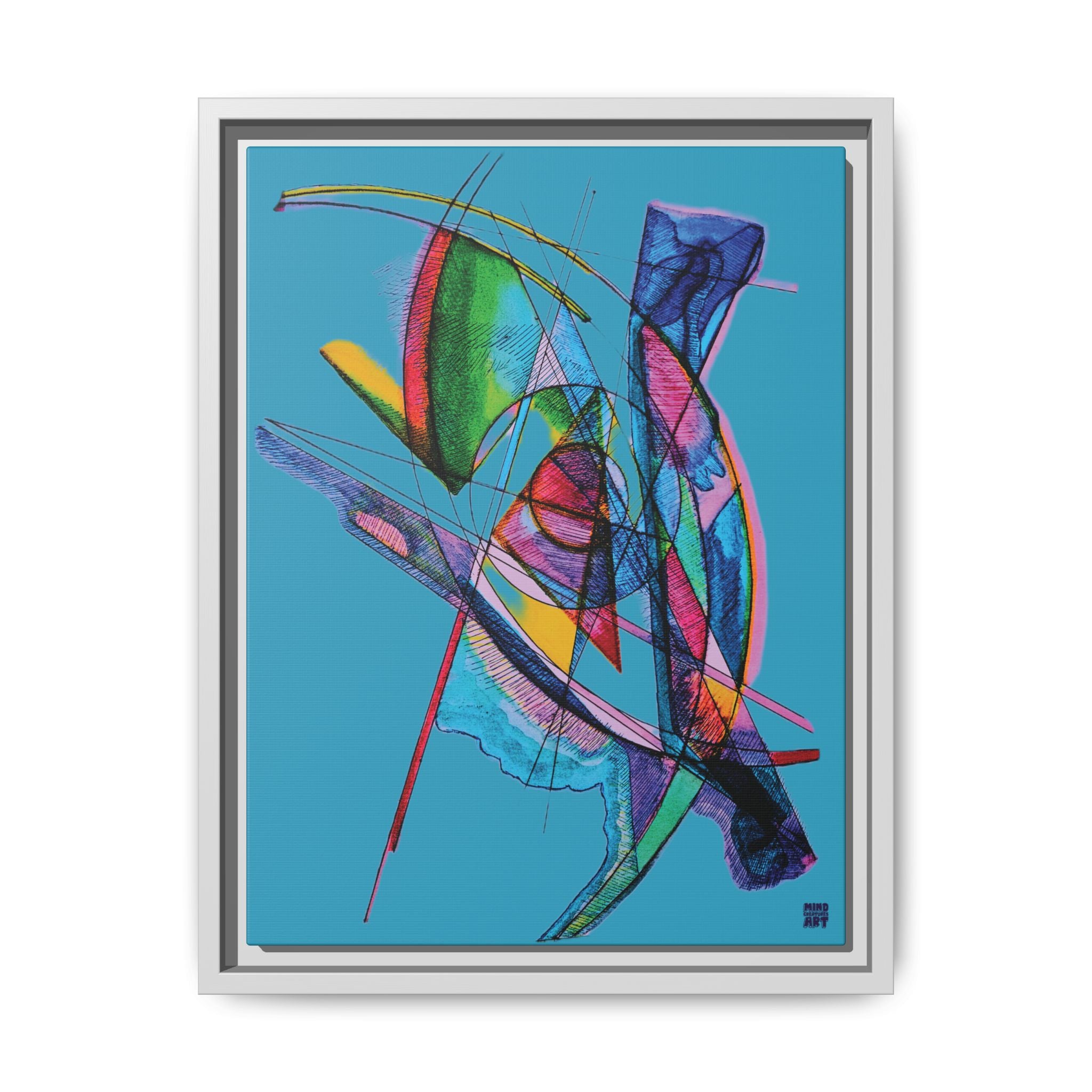Watching (Turquoise Background) Matte Canvas, Framed