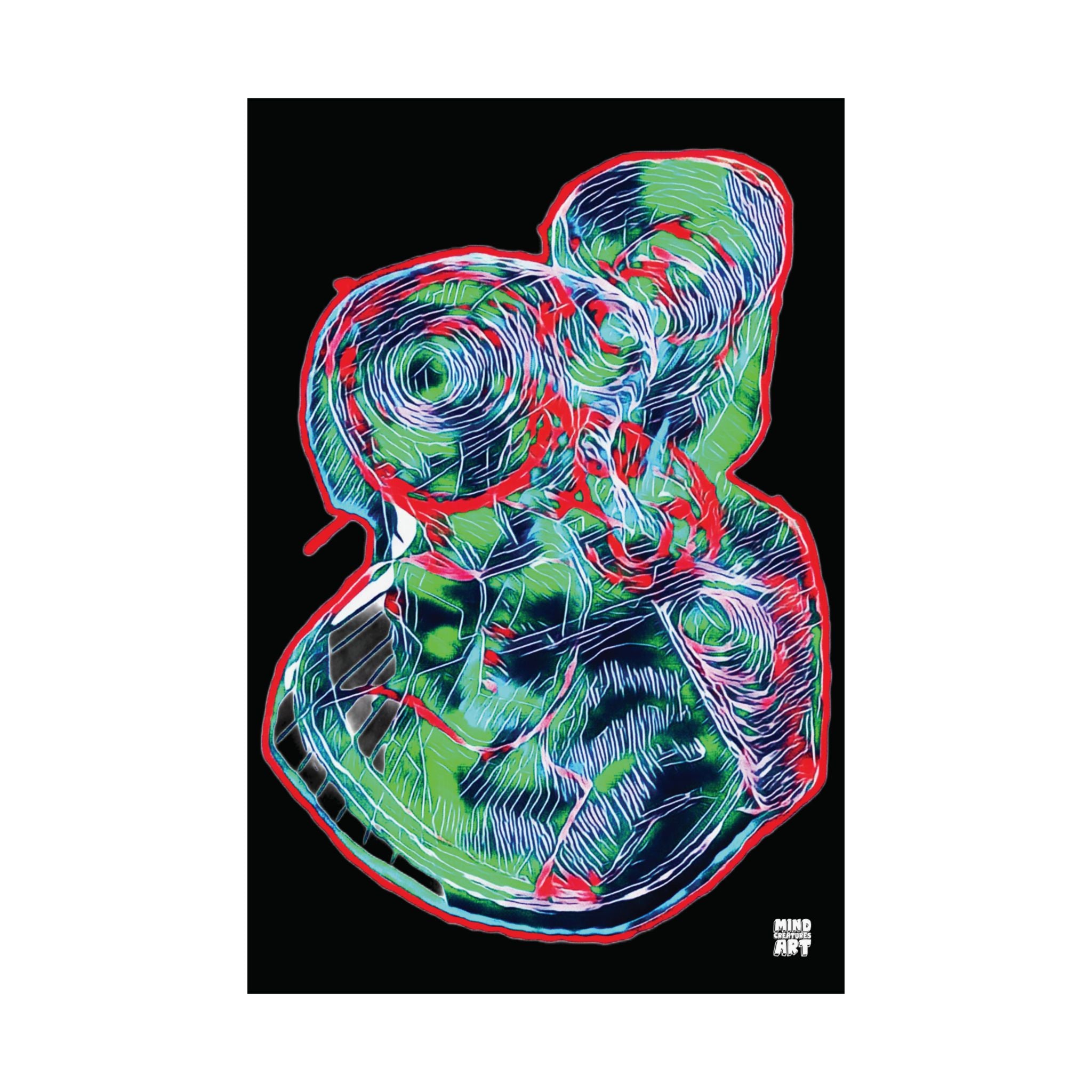 Curiosity (Red & Green, Black Background) Matte Poster