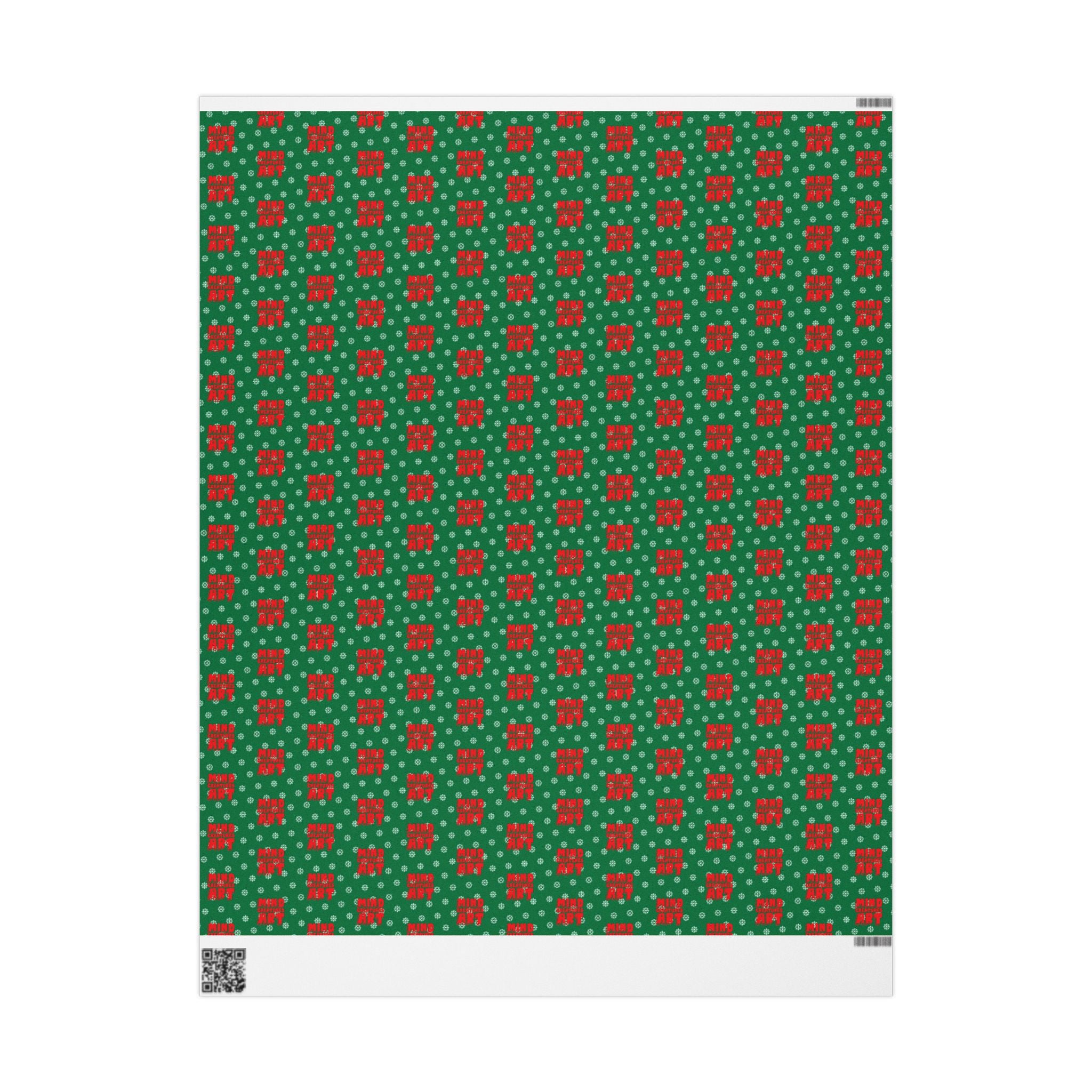 MCA Logo & Snowflake (Red, Green Background) Heavy Wrapping Paper