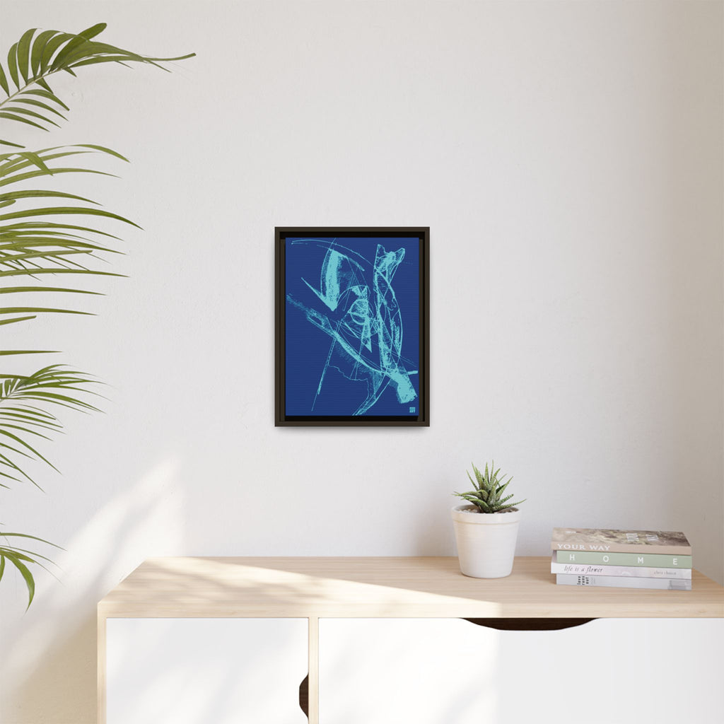 Watching (Aqua, Dark Blue Background) Matte Canvas, Framed