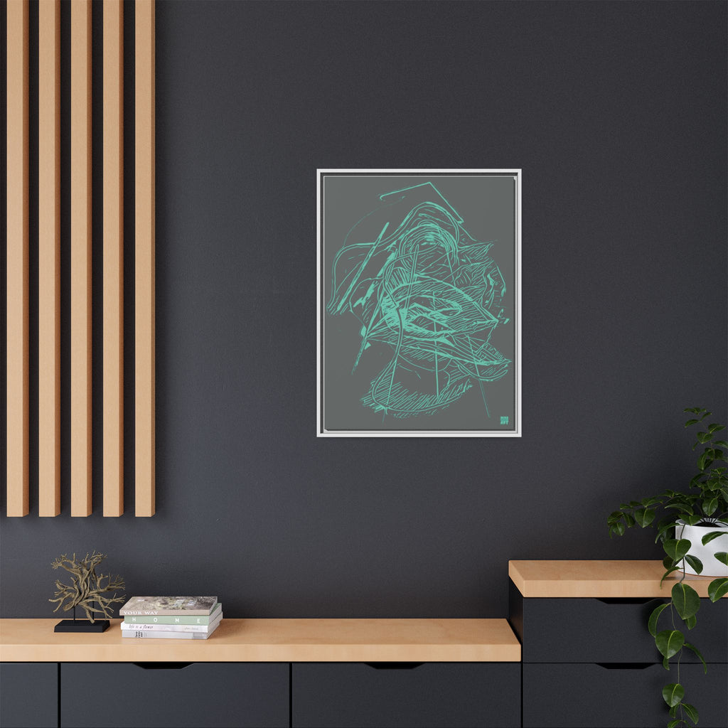 Dive Reflex (Teal, Dark Gray Background) Matte Canvas, Framed