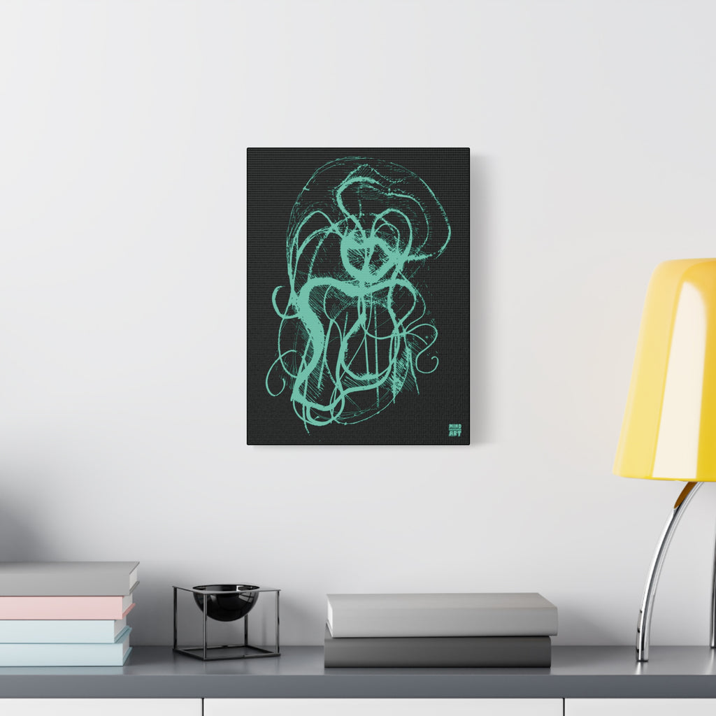 Davy Jones (Teal, Black Background) Matte Canvas, Stretched, 1.25"
