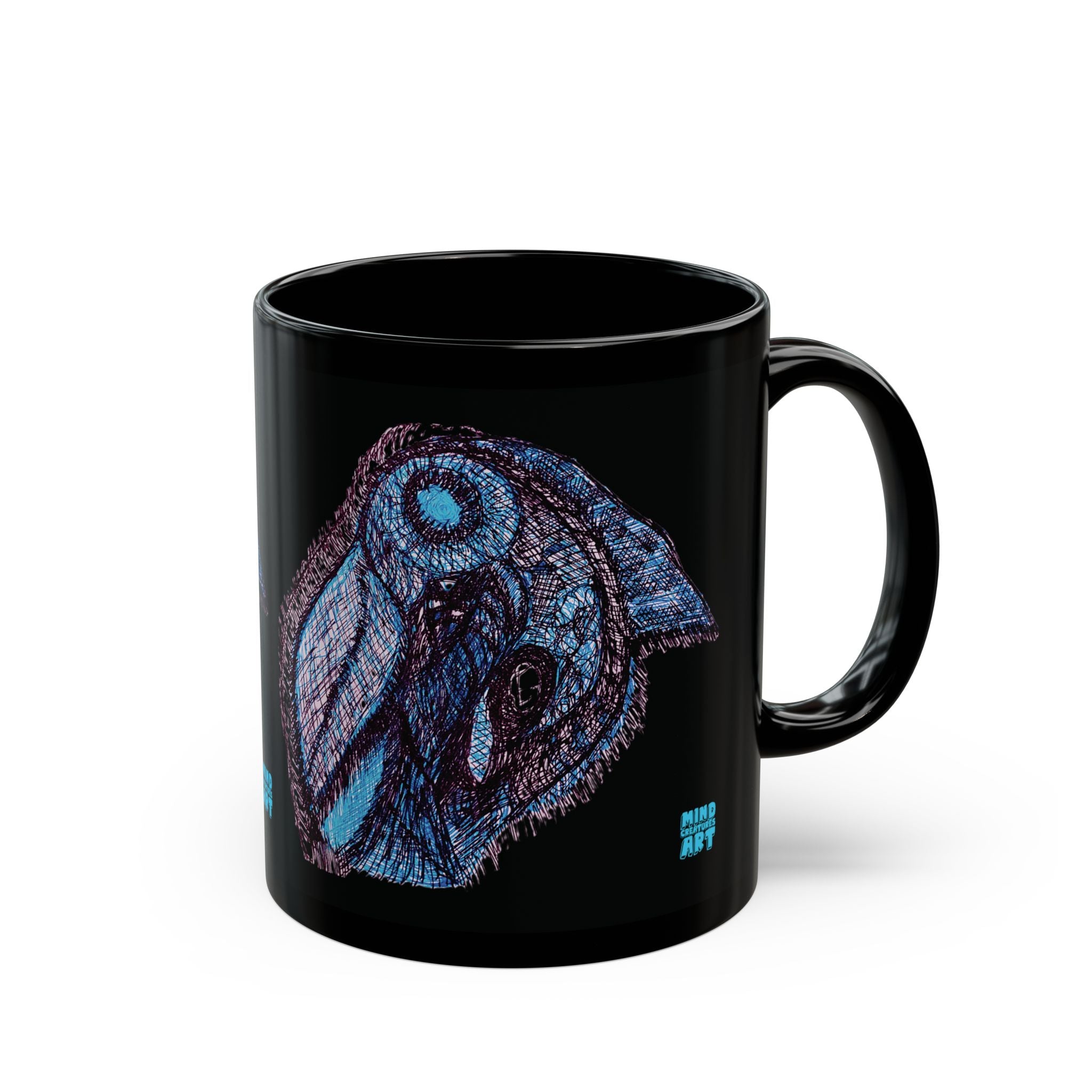 Who Are You? (Blue) Black Ceramic Mug (11oz, 15oz)