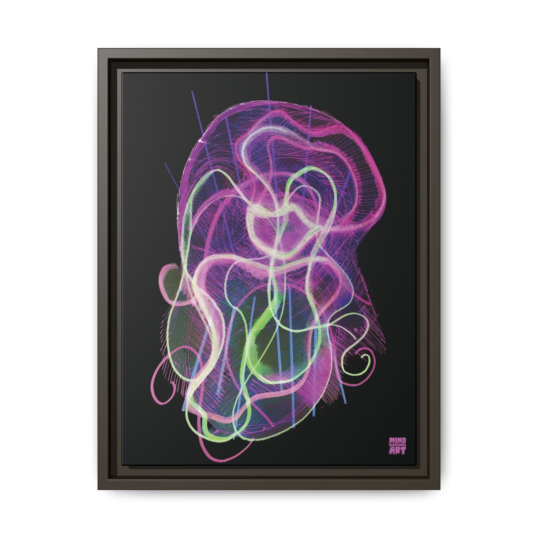 Davy Jones (Electric Pink, Black Background) Matte Canvas, Framed