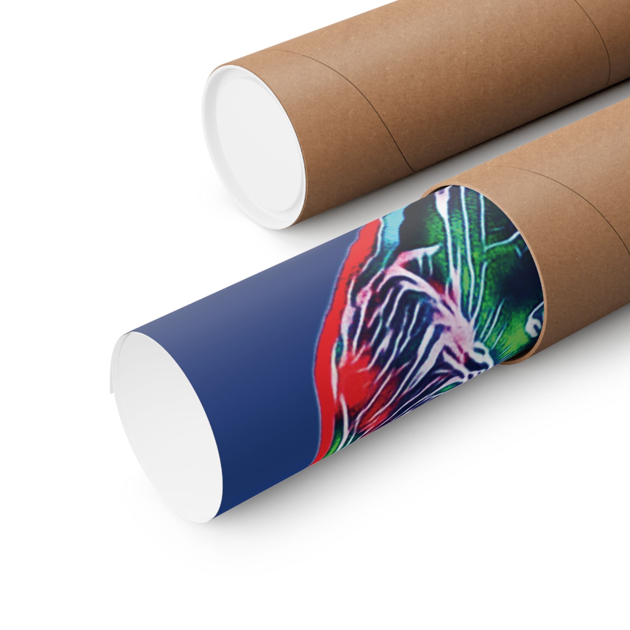 Curiosity (Red & Green, Dark Blue Background) Matte Poster