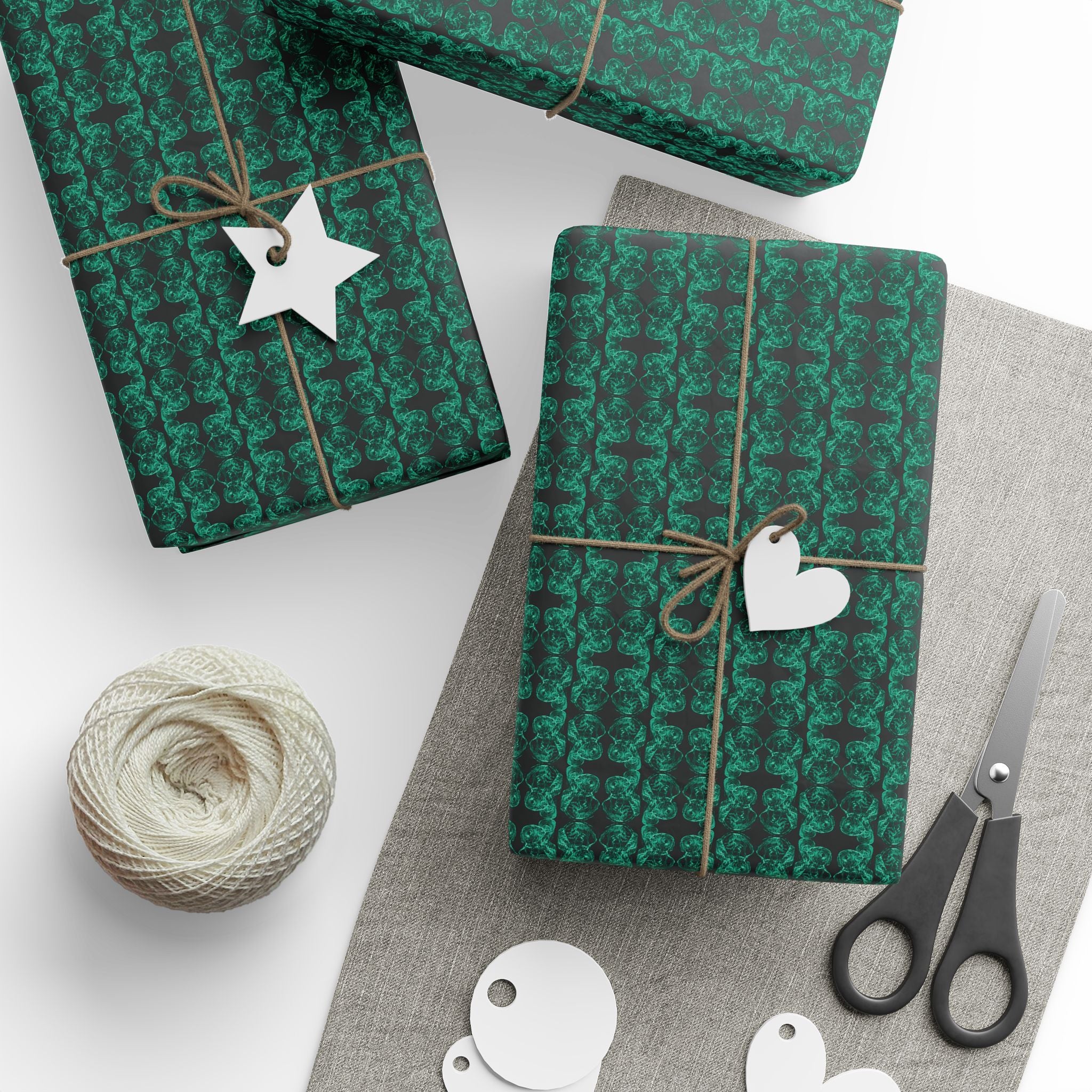 Curiosity (Emerald, Black Background) Heavy Wrapping Paper