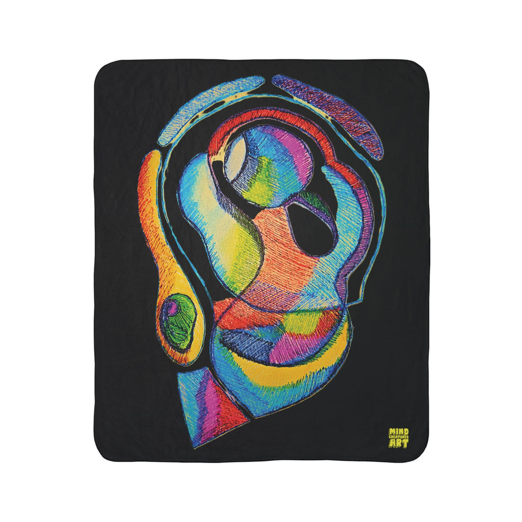Cyclical (Black Background) Fleece Sherpa Blanket