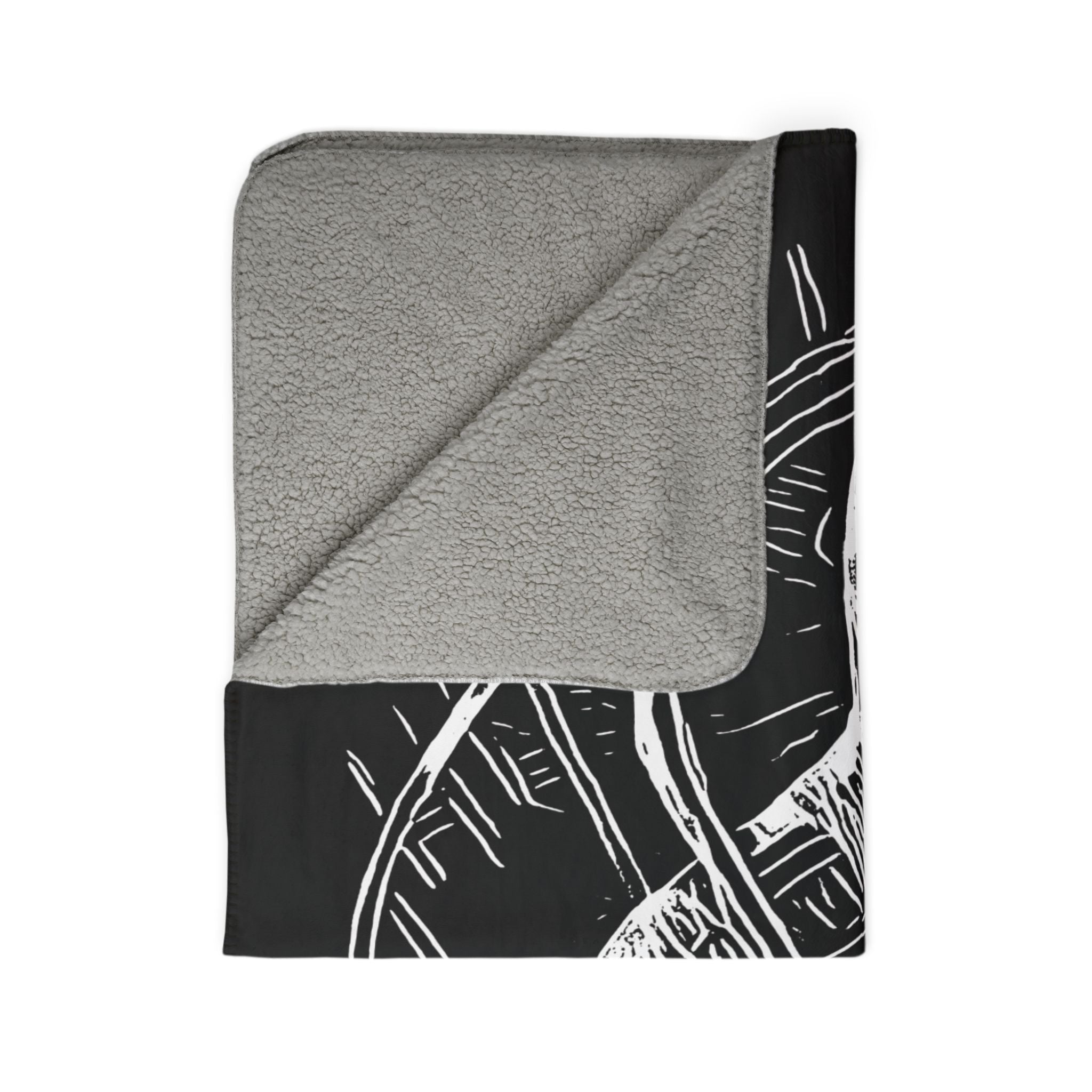 Jelly Jam (White, Black Background) Fleece Sherpa Blanket