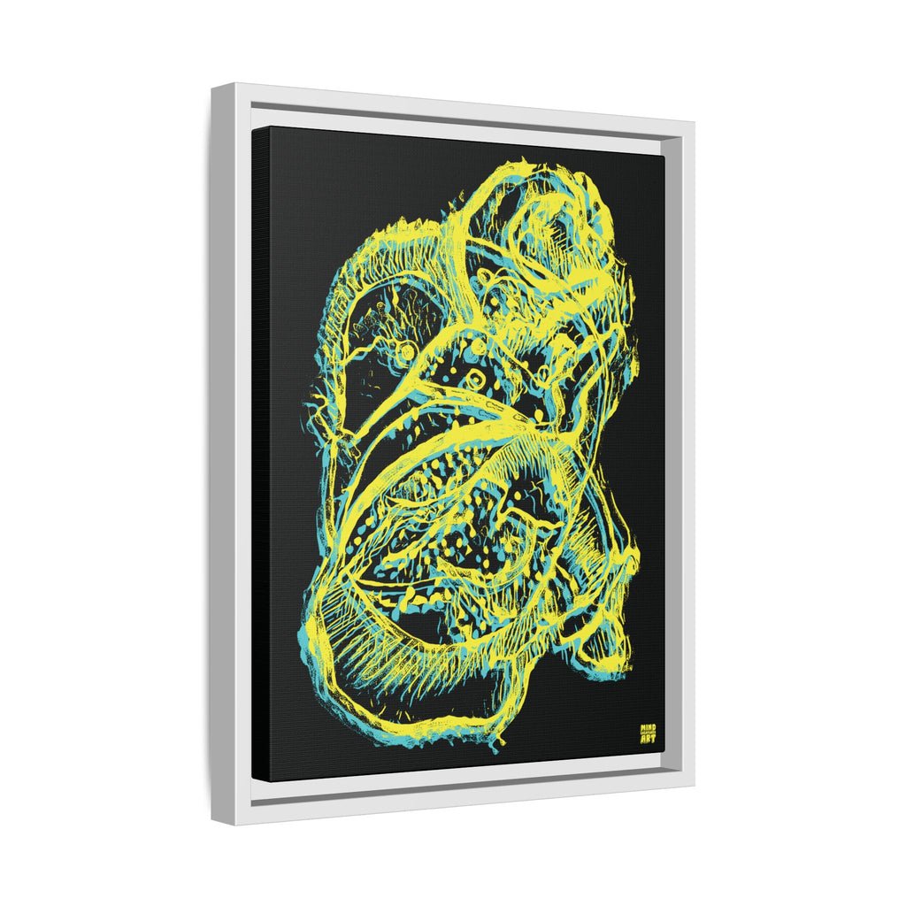 Exploration (Blur, Blue & Yellow, Black Background) Matte Canvas, Framed
