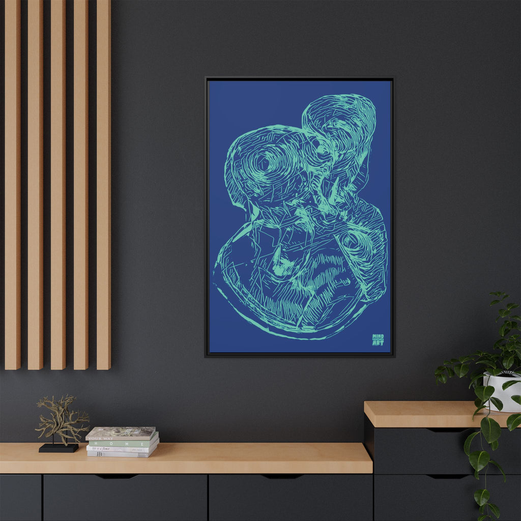 Curiosity (Teal, Dark Blue Background) Matte Canvas, Framed