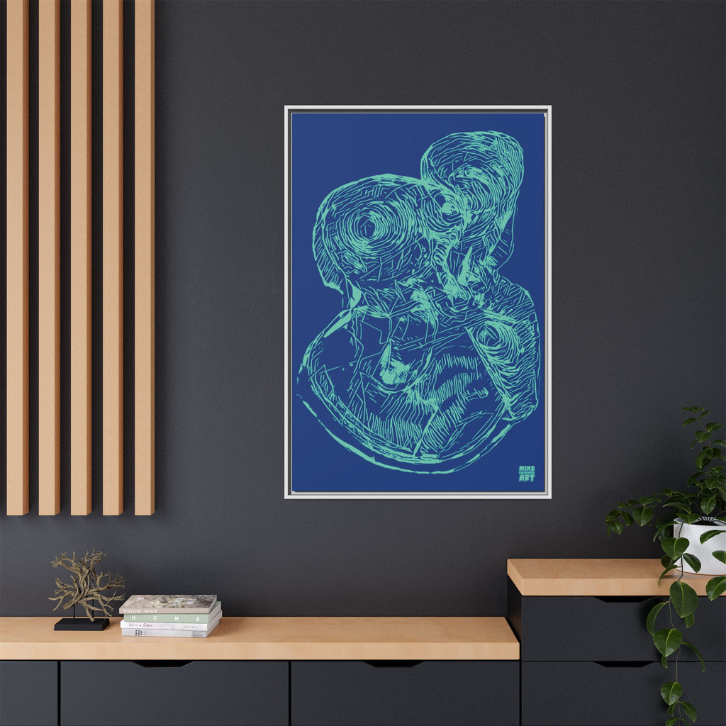 Curiosity (Teal, Dark Blue Background) Matte Canvas, Framed