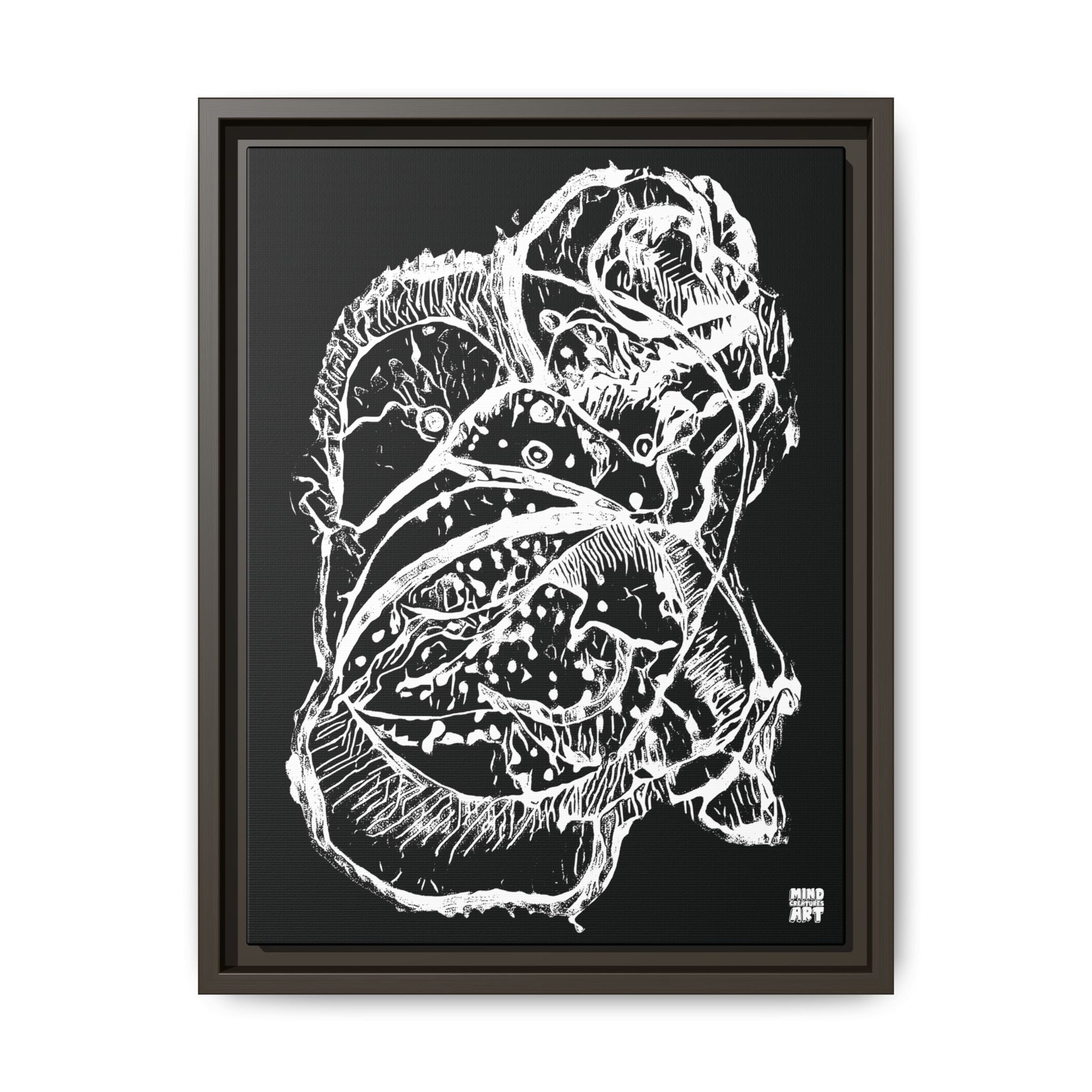 Exploration (White, Black Background) Matte Canvas, Framed