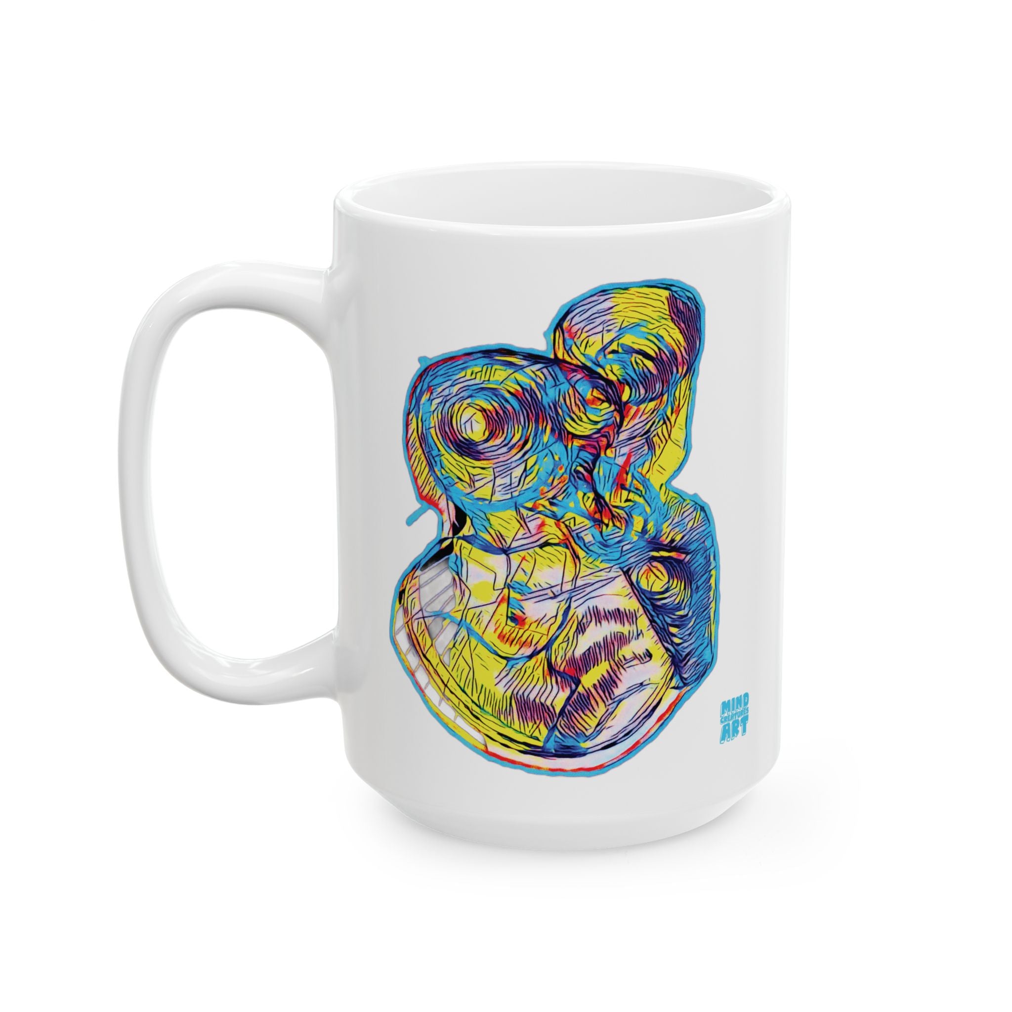 Curiosity (Neon) White Ceramic Mug, (11oz, 15oz)