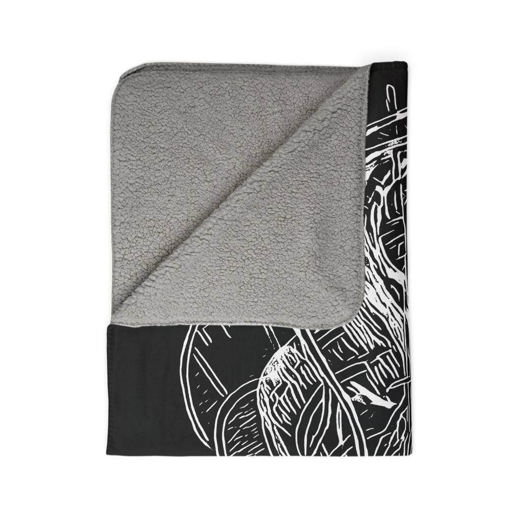 Jelly Jam (White, Black Background) Fleece Sherpa Blanket