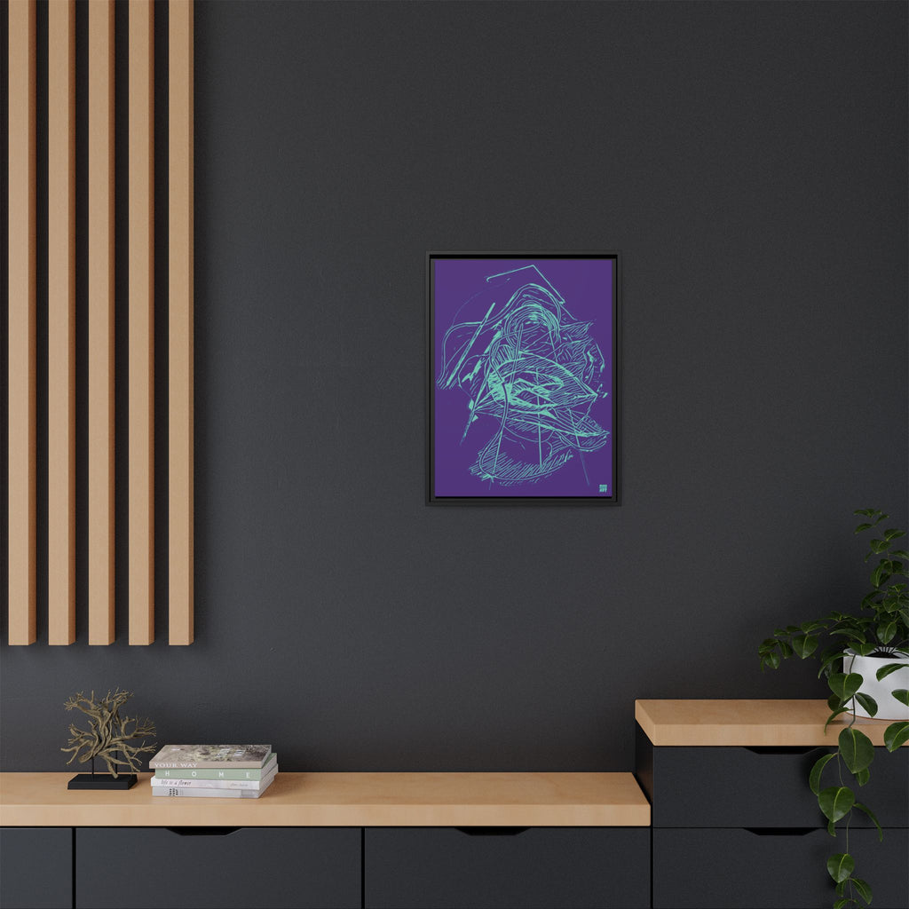 Dive Reflex (Teal, Purple Background) Matte Canvas, Framed