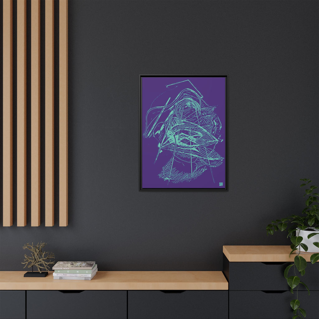Dive Reflex (Teal, Purple Background) Matte Canvas, Framed