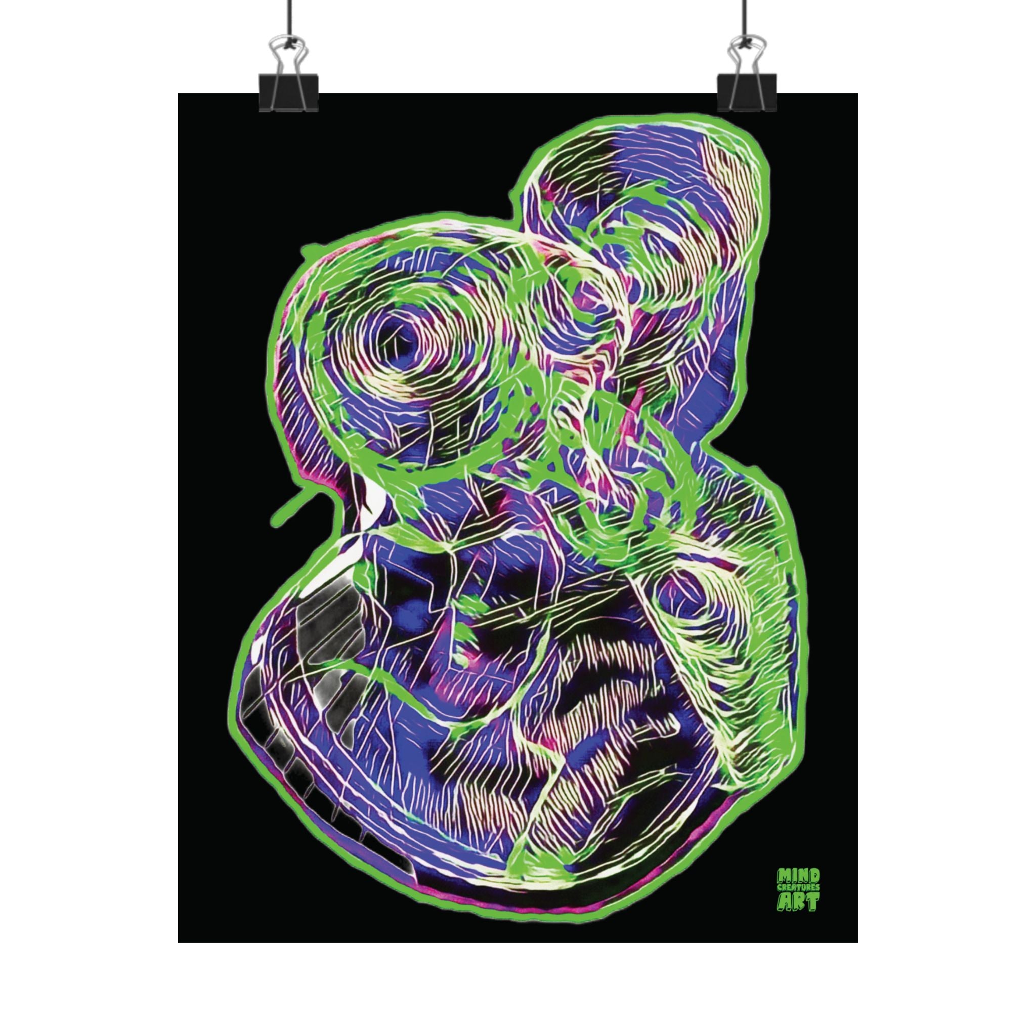 Curiosity (Electric Green, Black Background) Matte Poster