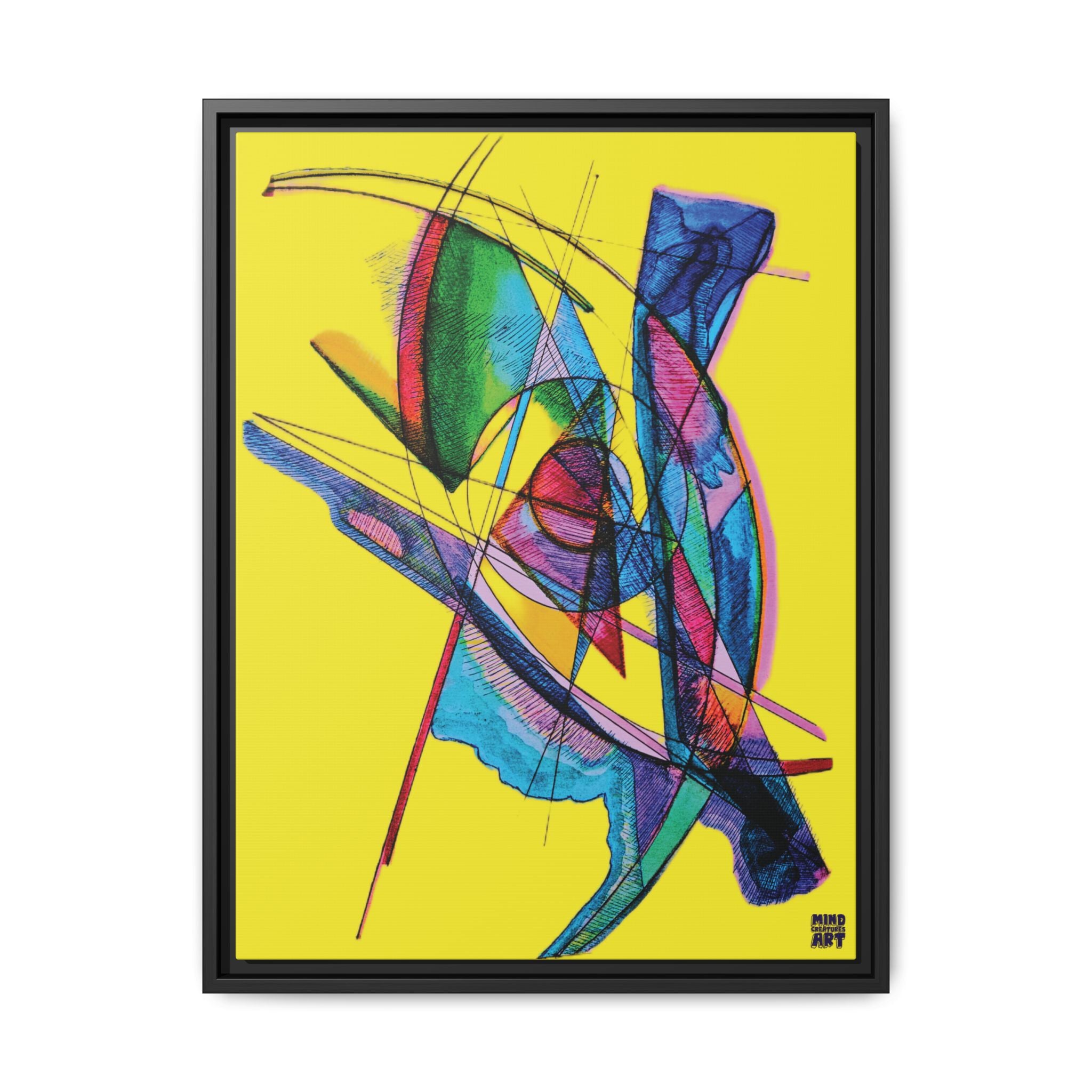 Watching (Yellow Background) Matte Canvas, Framed