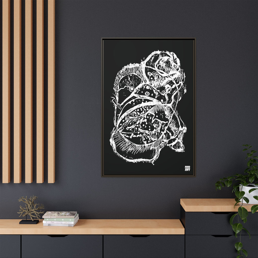 Exploration (White, Black Background) Matte Canvas, Framed