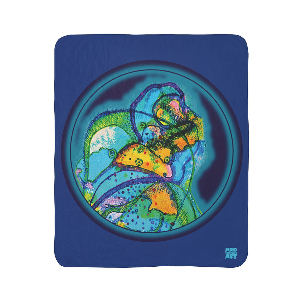 Exploration (Dark Blue Background) Fleece Sherpa Blanket