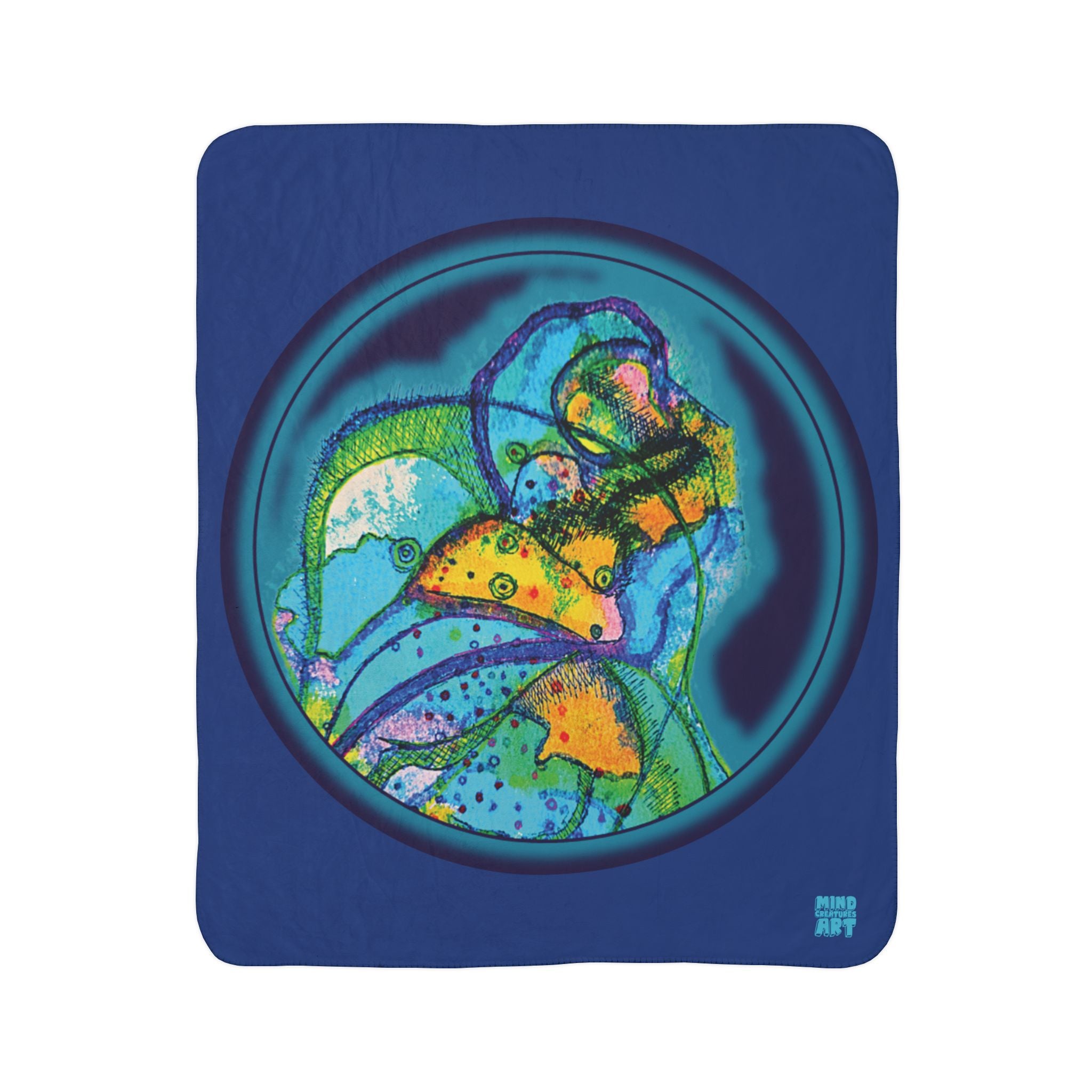 Exploration (Dark Blue Background) Fleece Sherpa Blanket