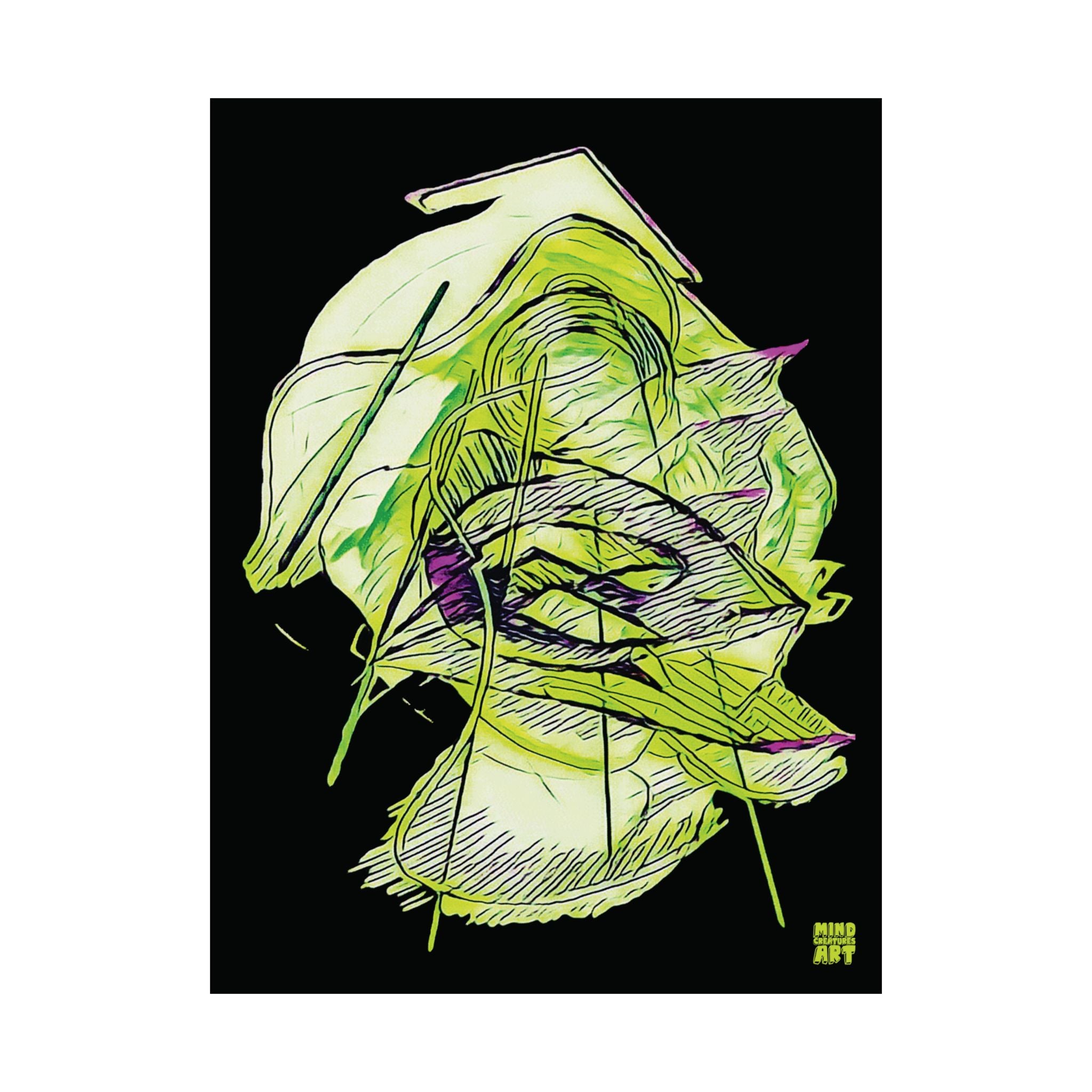 Dive Reflex (Lime, Black Background) Matte Poster