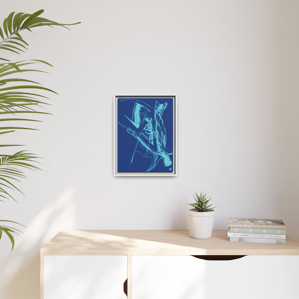 Watching (Aqua, Dark Blue Background) Matte Canvas, Framed