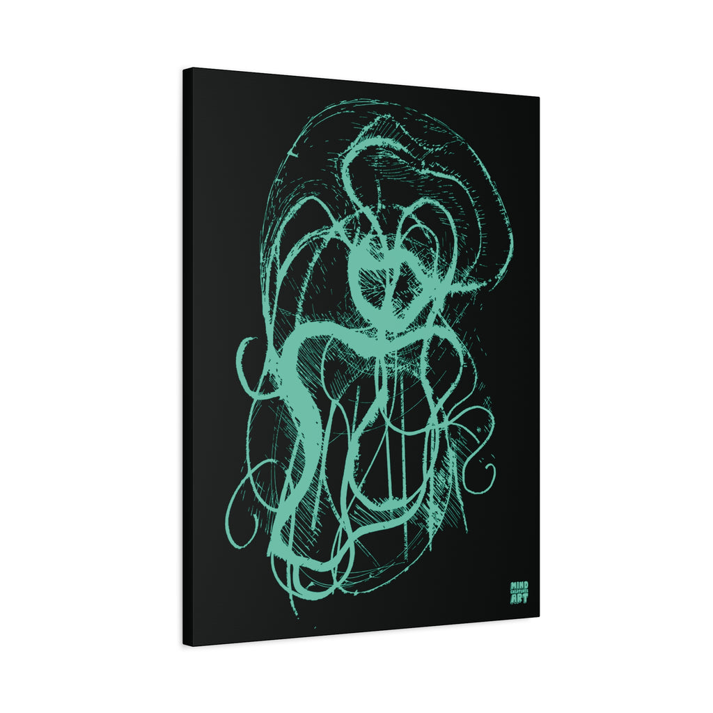 Davy Jones (Teal, Black Background) Matte Canvas, Stretched, 1.25"