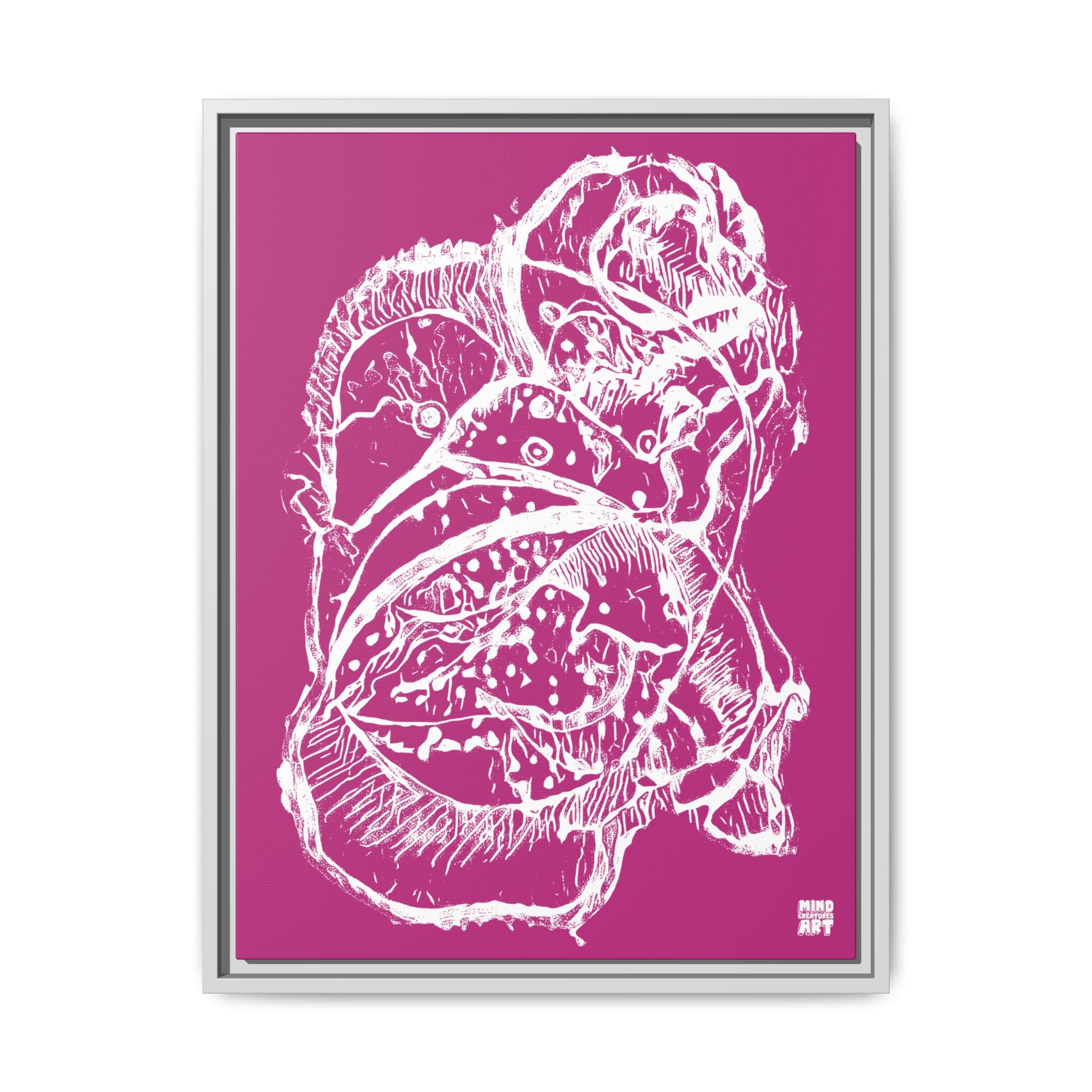 Exploration (White, Pink Background) Matte Canvas, Framed