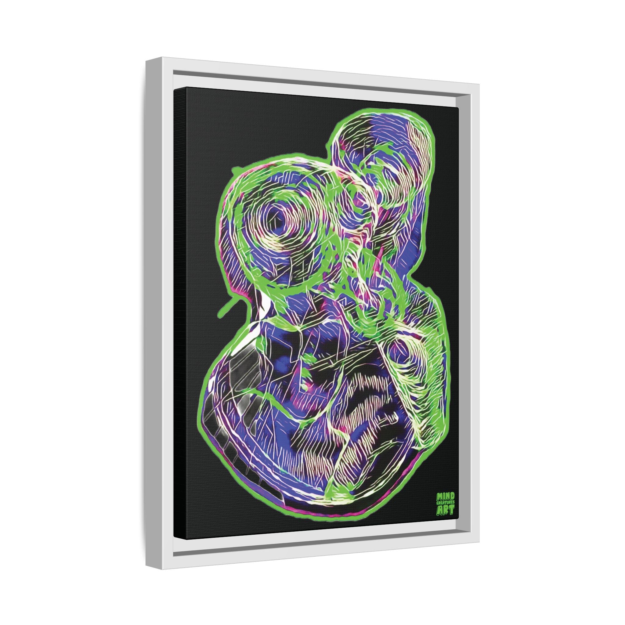 Curiosity (Electric Green, Black Background) Matte Canvas, Framed