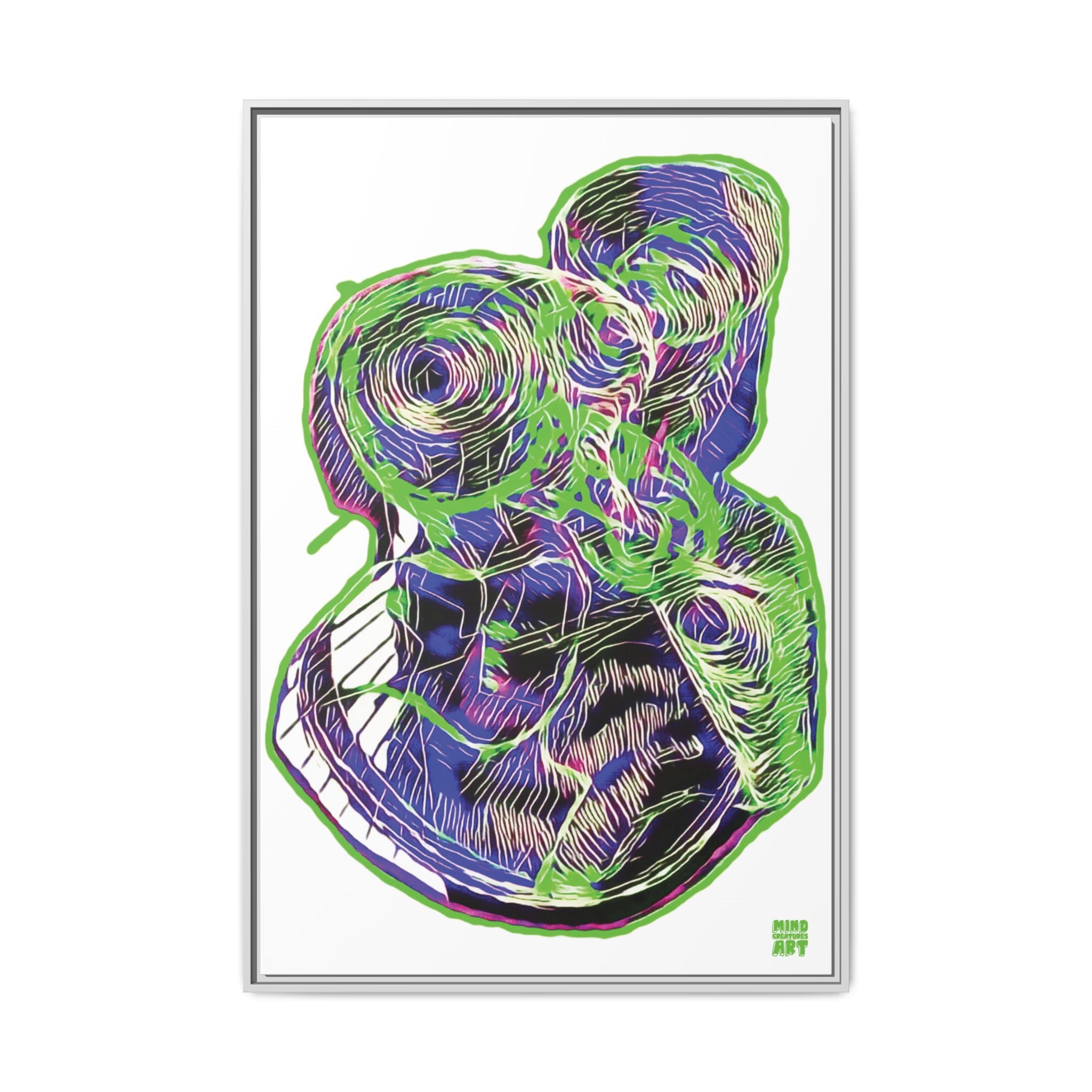Curiosity (Electric Green, White Background) Matte Canvas, Framed